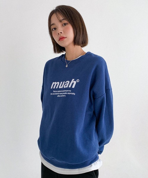 [muahmuah]SIGNATURE BACKPOINT スウェットシャツ★新作・24AW★ muahmuah]SIGNATURE BACKPOINT スウェットシャツ☆新作・24AW