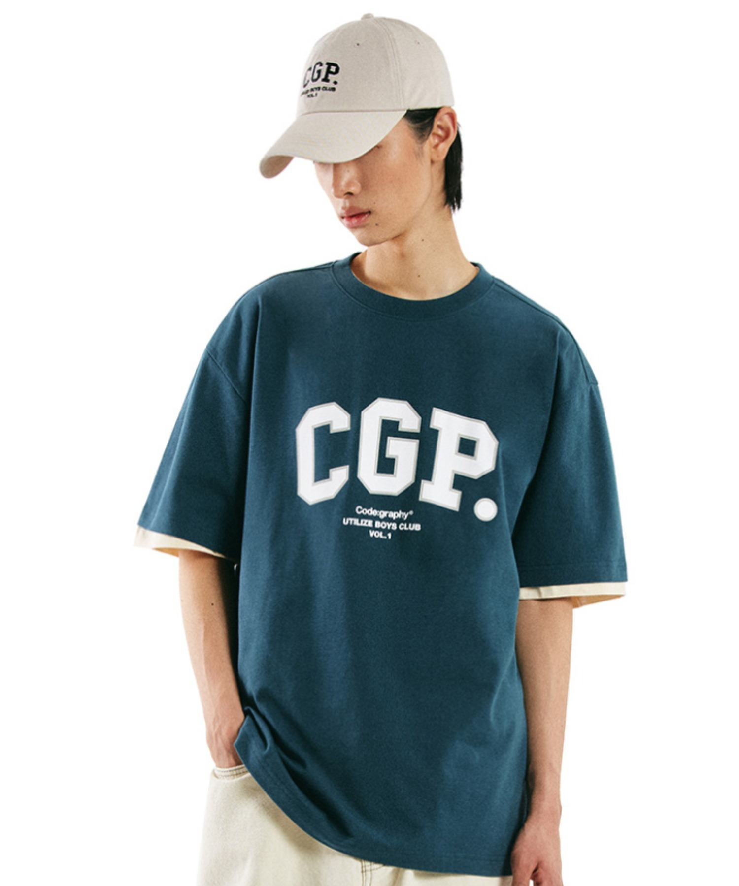 A'GEM/9 × .kom『Code:graphy/コードグラフィー』CGP Arch logo T-shirt/クールコットン素材 半袖Tシャツ