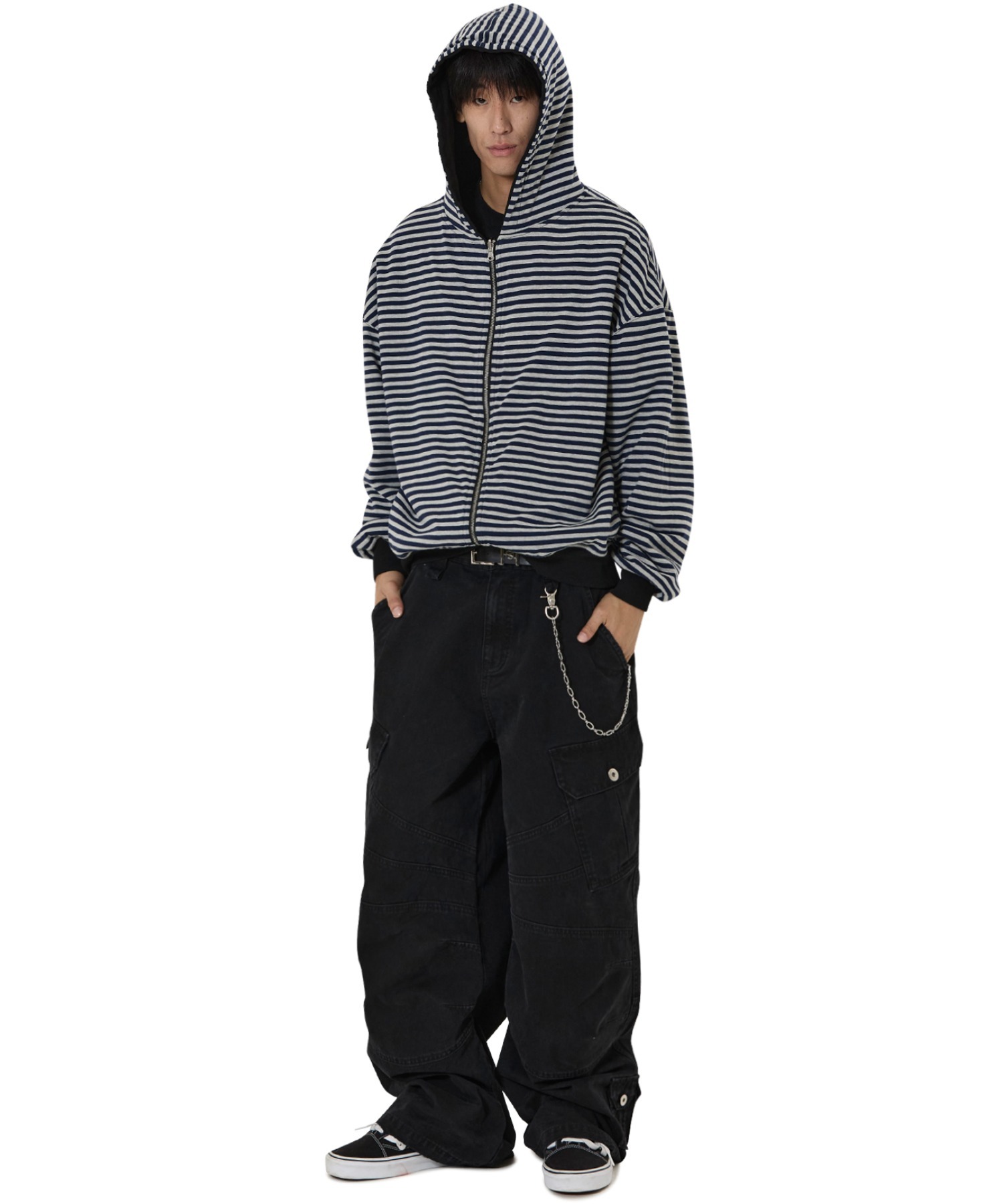 OY/オーワイ』REVERSIBLE STRIPE HOODIE ZIP UP/リバーシブルボーダー