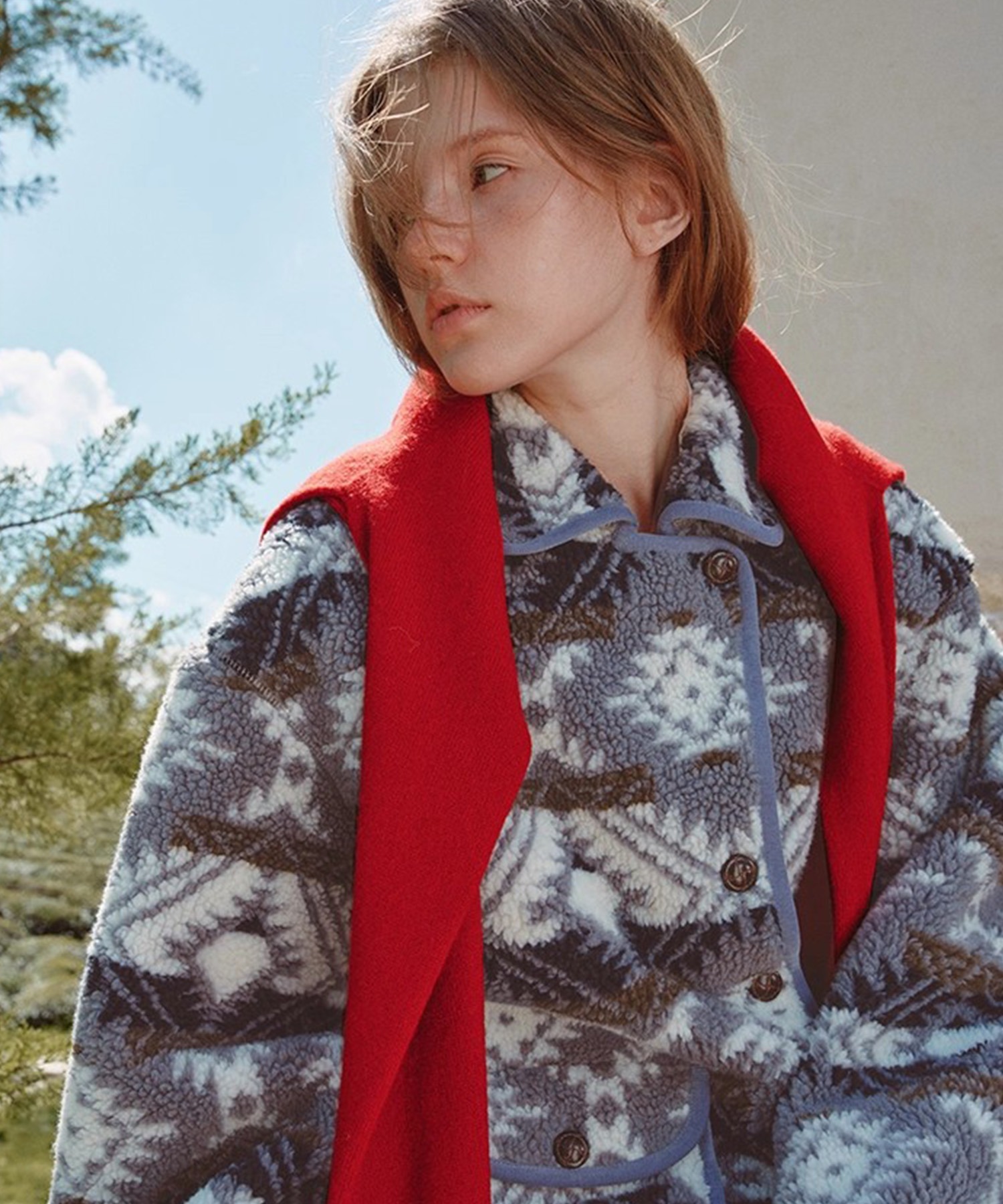 ノルディック柄 パイピング ボアジャケット FQ25W268【Fano Studios