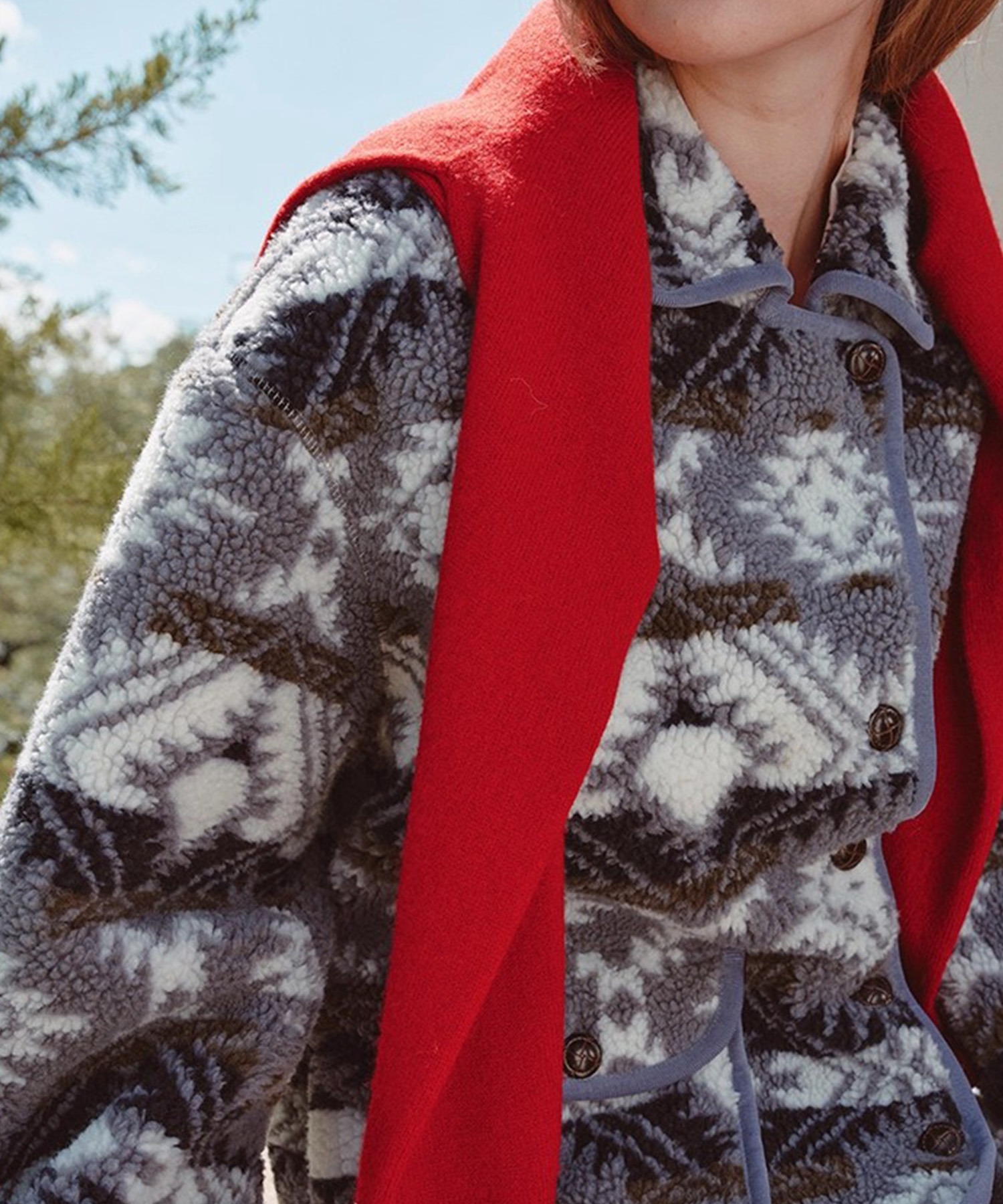 ノルディック柄 パイピング ボアジャケット FQ25W268【Fano Studios