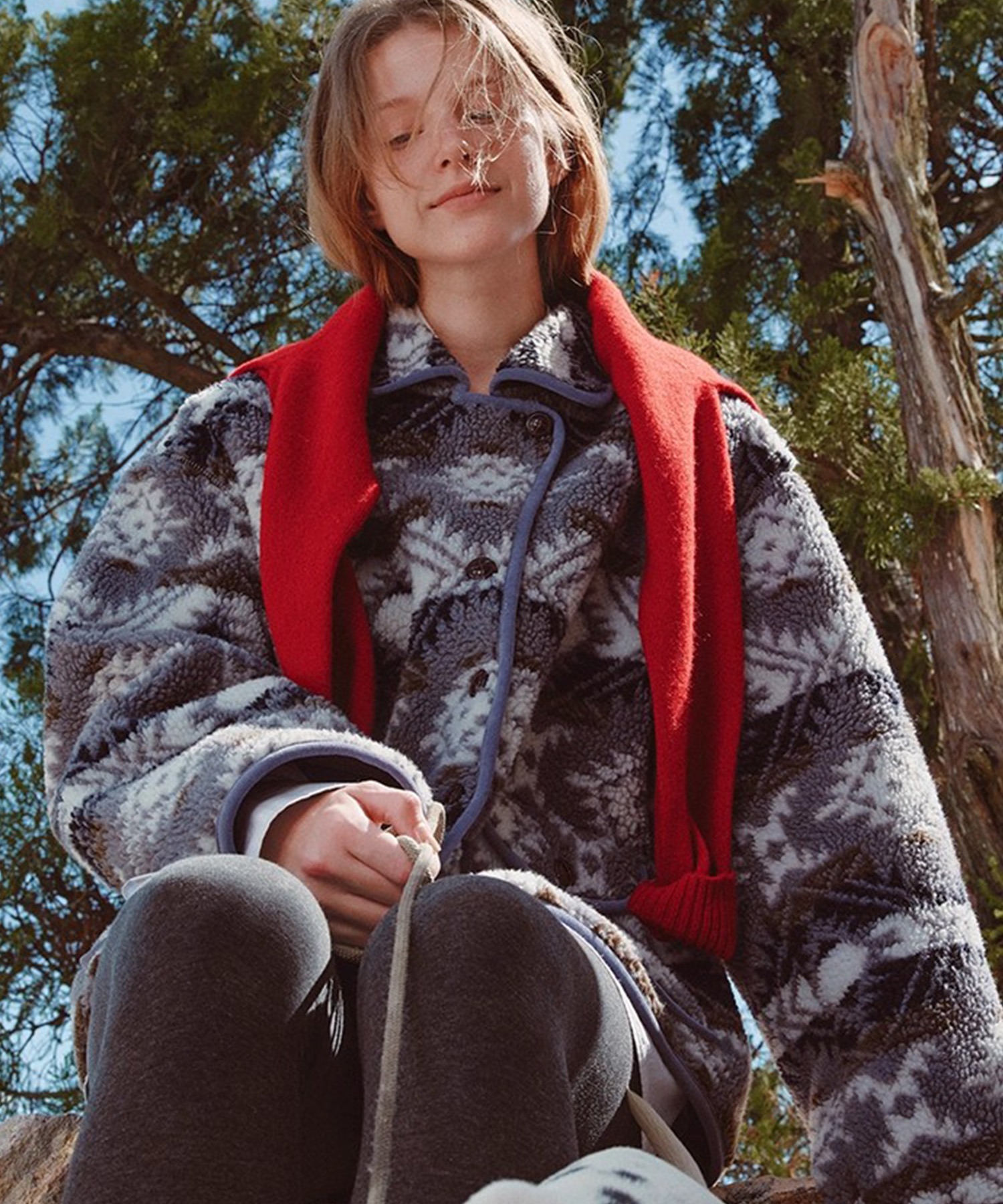 ノルディック柄 パイピング ボアジャケット FQ25W268【Fano Studios