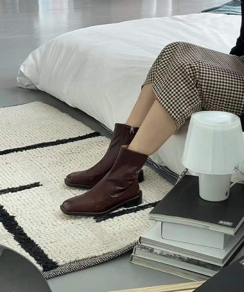 Square flat short boots chs21a043-ファッション通販サイト