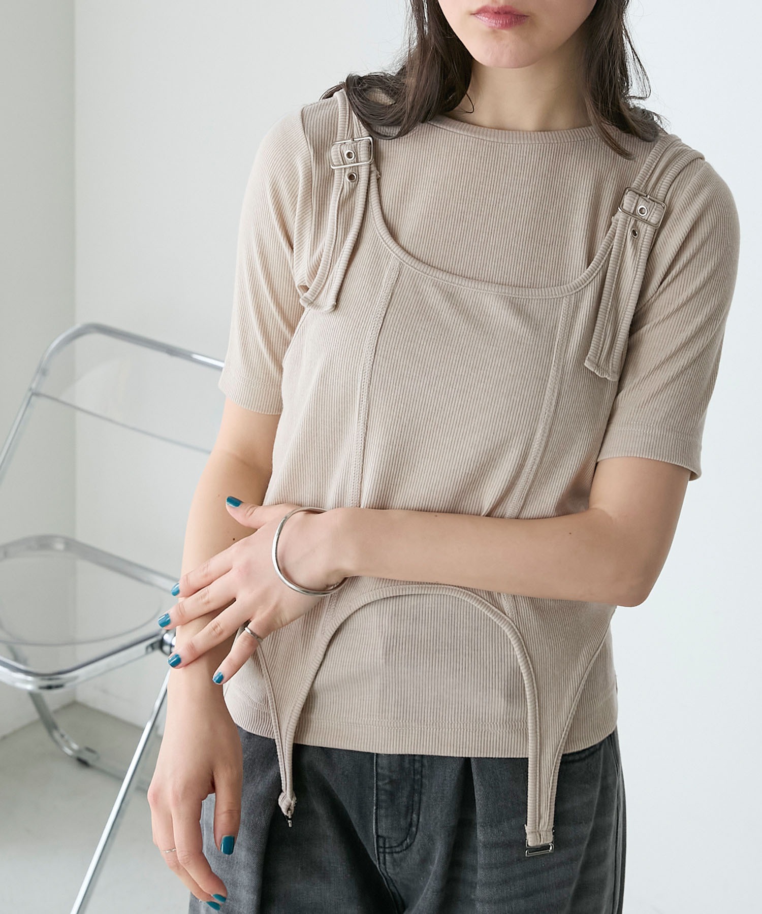 トップス nodress dazzlin ニット セーター レースレイヤードオーバーニット