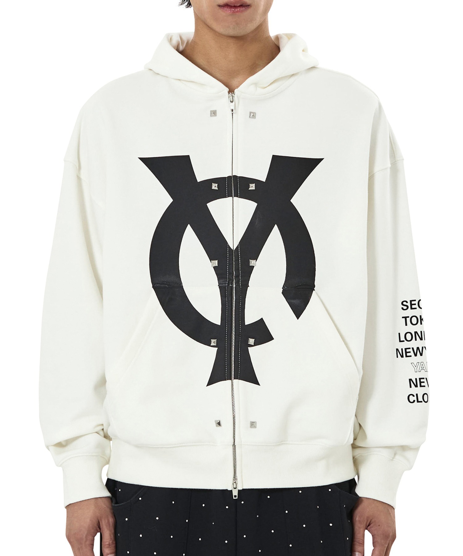 OY/オーワイ』BIG LOGO STUD HOODIE ZIP UP/ビッグロゴスタッドジップ