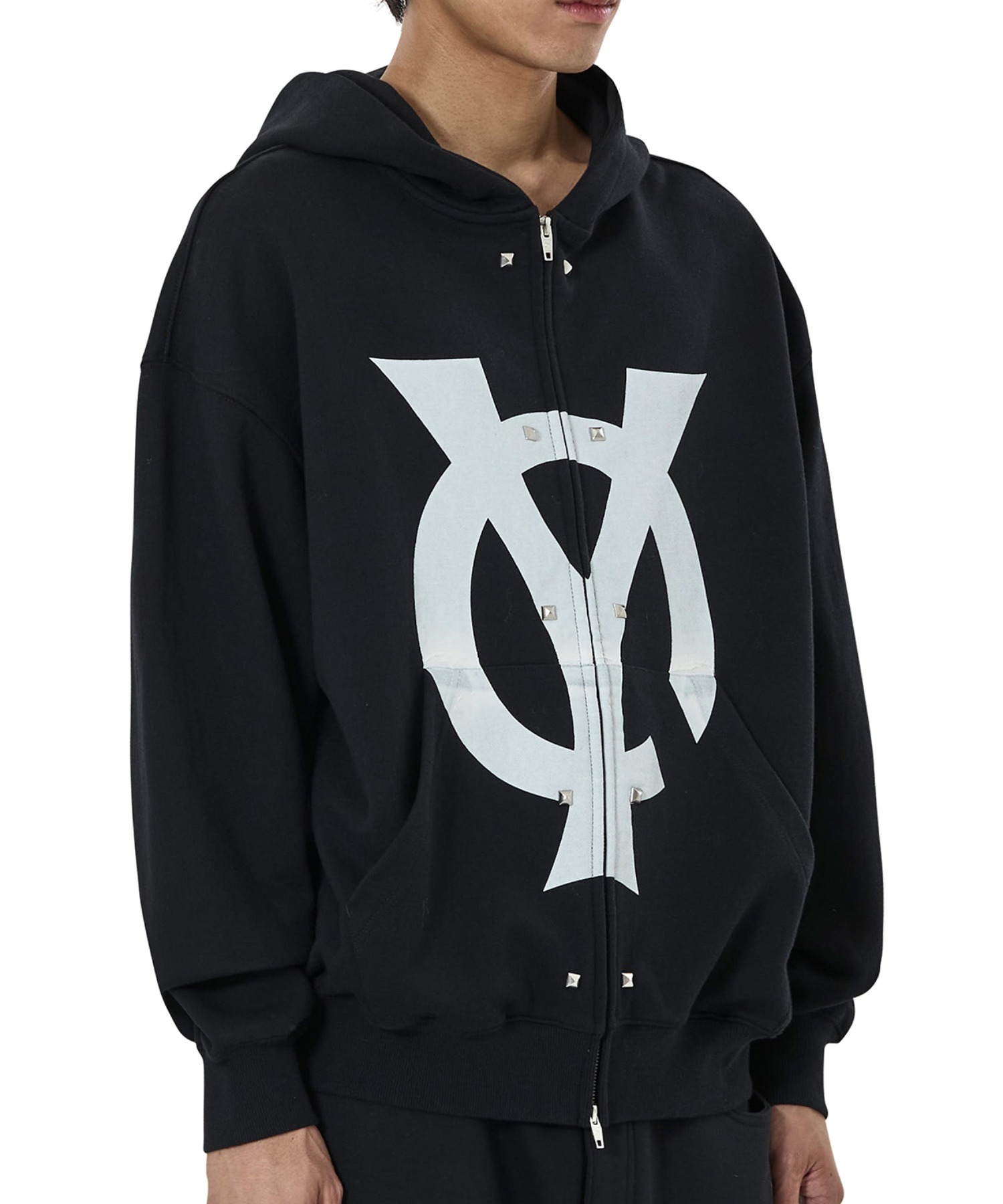 OY/オーワイ』BIG LOGO STUD HOODIE ZIP UP/ビッグロゴスタッドジップ 