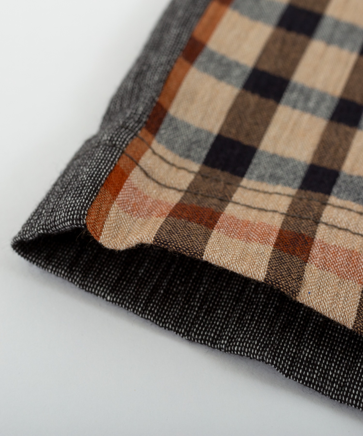 【DAKS】ハウスチェッククレープ　半袖ヘンリーネックトップス