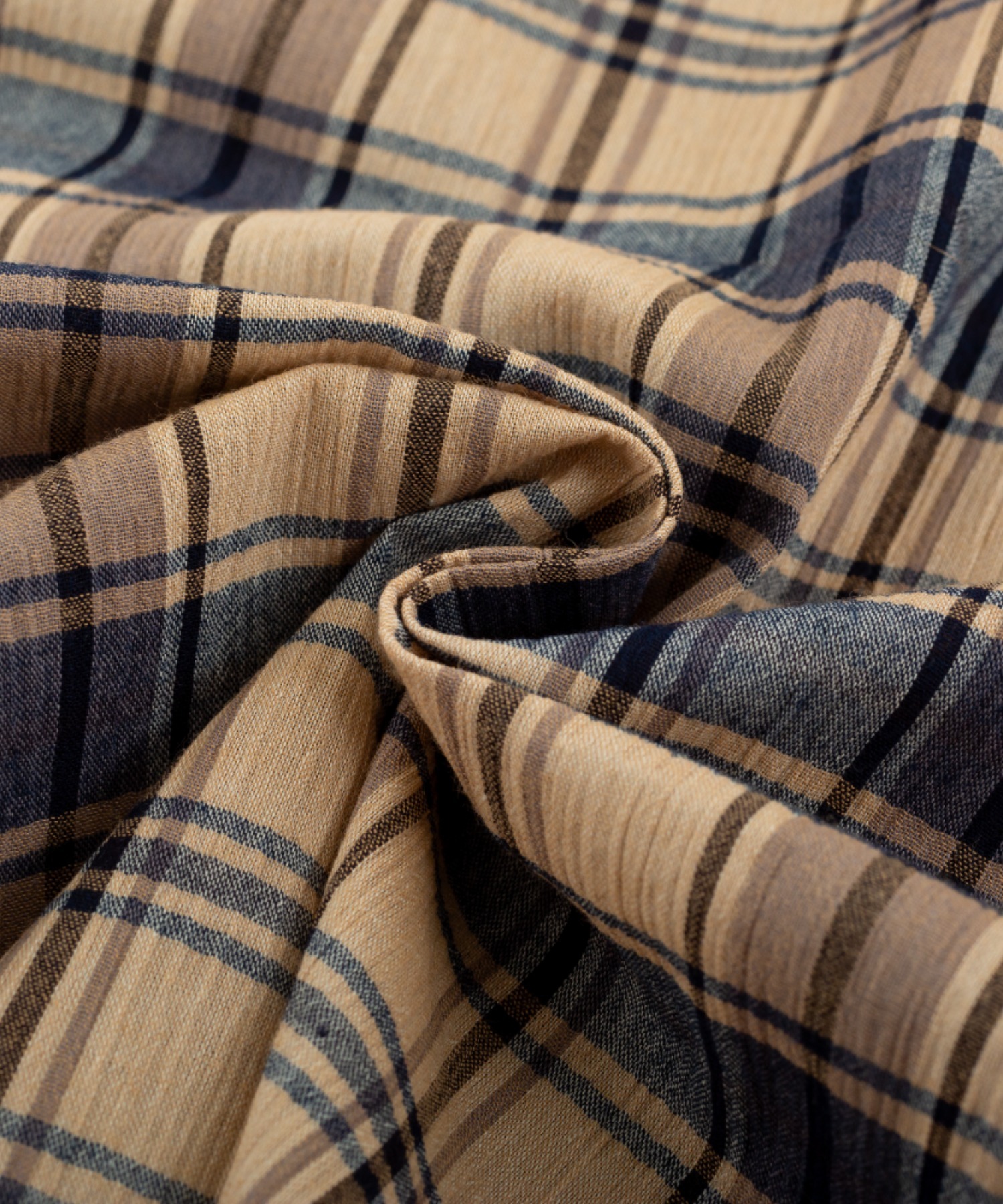 【DAKS】ハウスチェッククレープ　半袖ヘンリーネックトップス