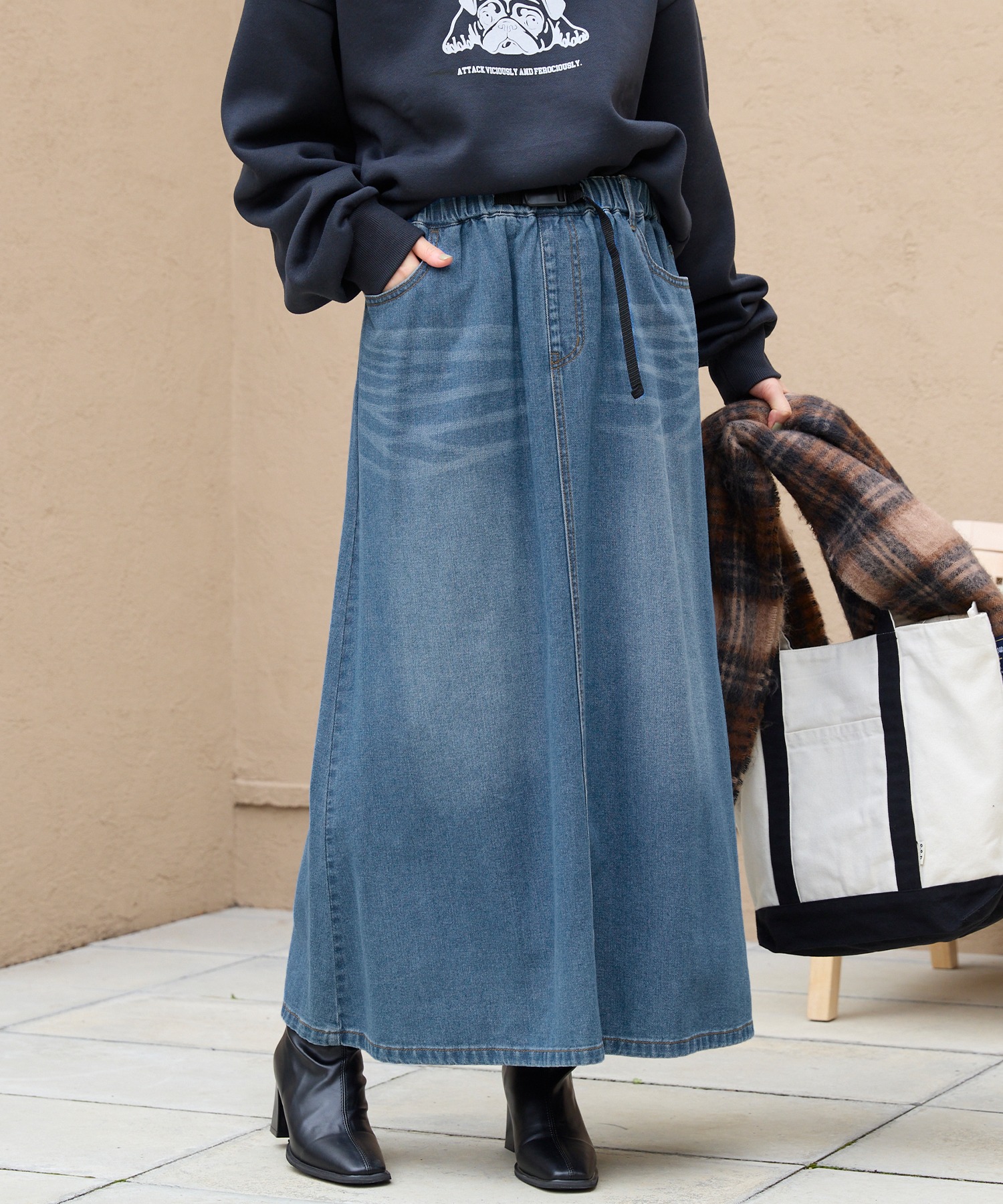 ヴィンテージライク クライミング ロングデニムスカート【THE CRAFT