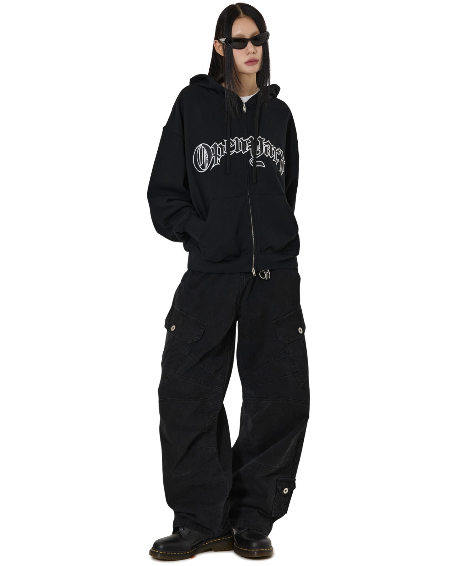 OY/オーワイ』OLD LEATHER PATCH HOODIE ZIP UP/オールドレザーパッチ