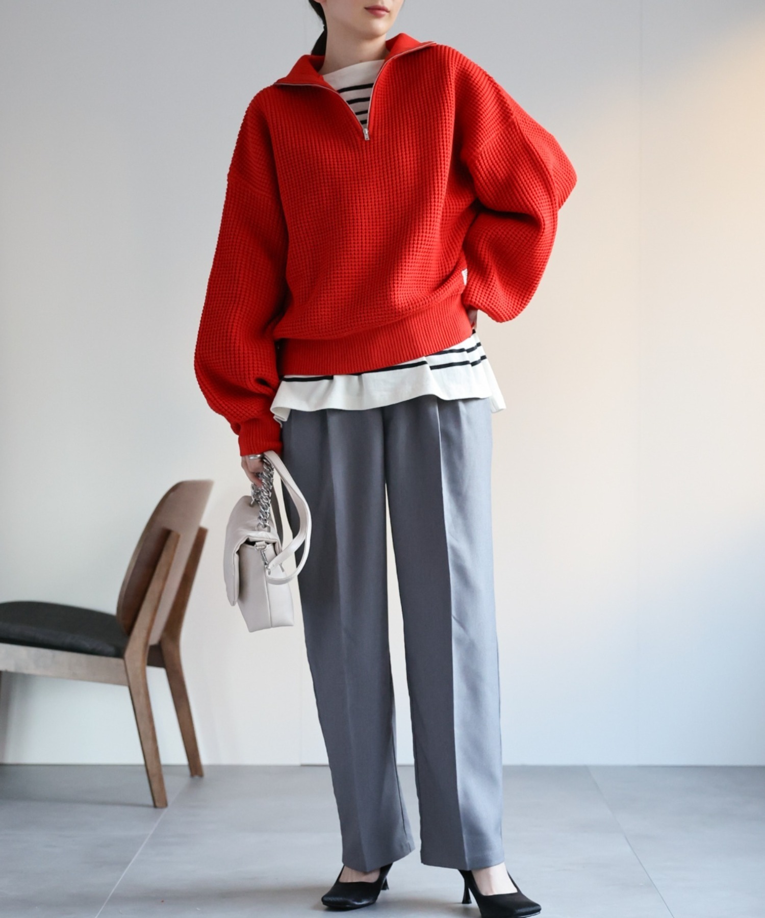 model：162cm  着用サイズ：Mサイズ