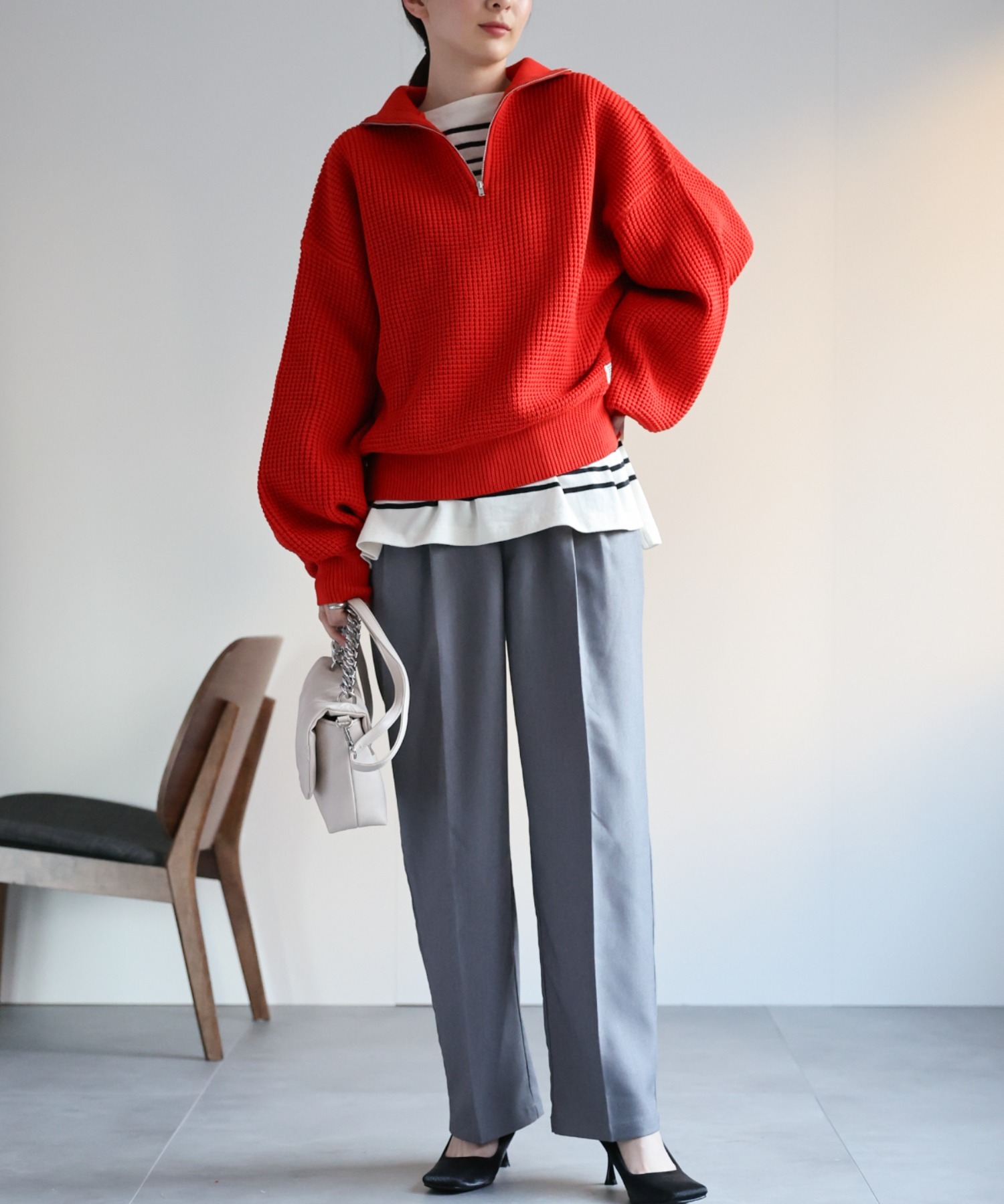 model：162cm  着用サイズ：Mサイズ