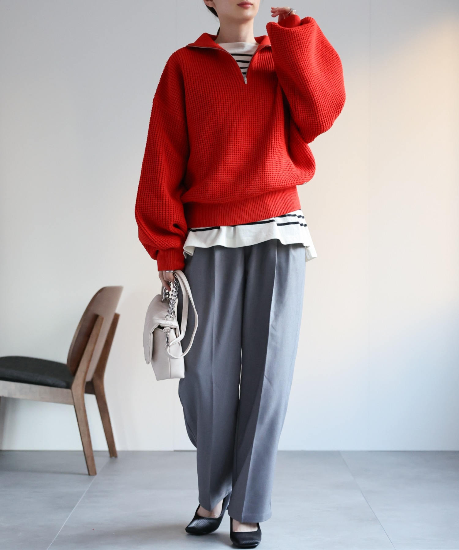 model：162cm  着用サイズ：Mサイズ