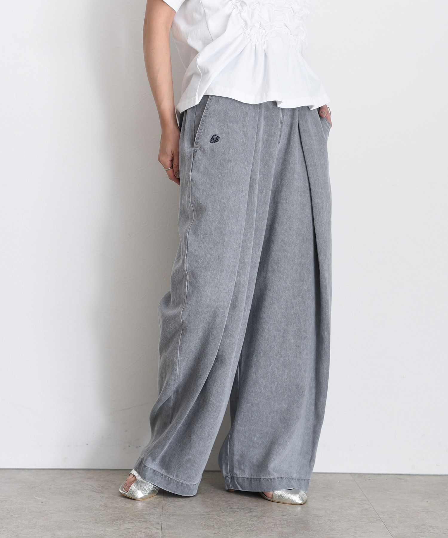 バイオ加工ラップタックワイドパンツ Eimee Law│Eimee Law & LHELBIE