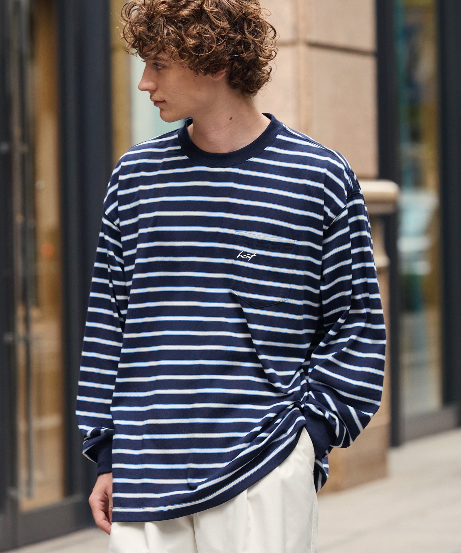 青のボーダーとか HECT】Big Border L/S Tee / ビッグシルエットボーダーロンT MONO-MART