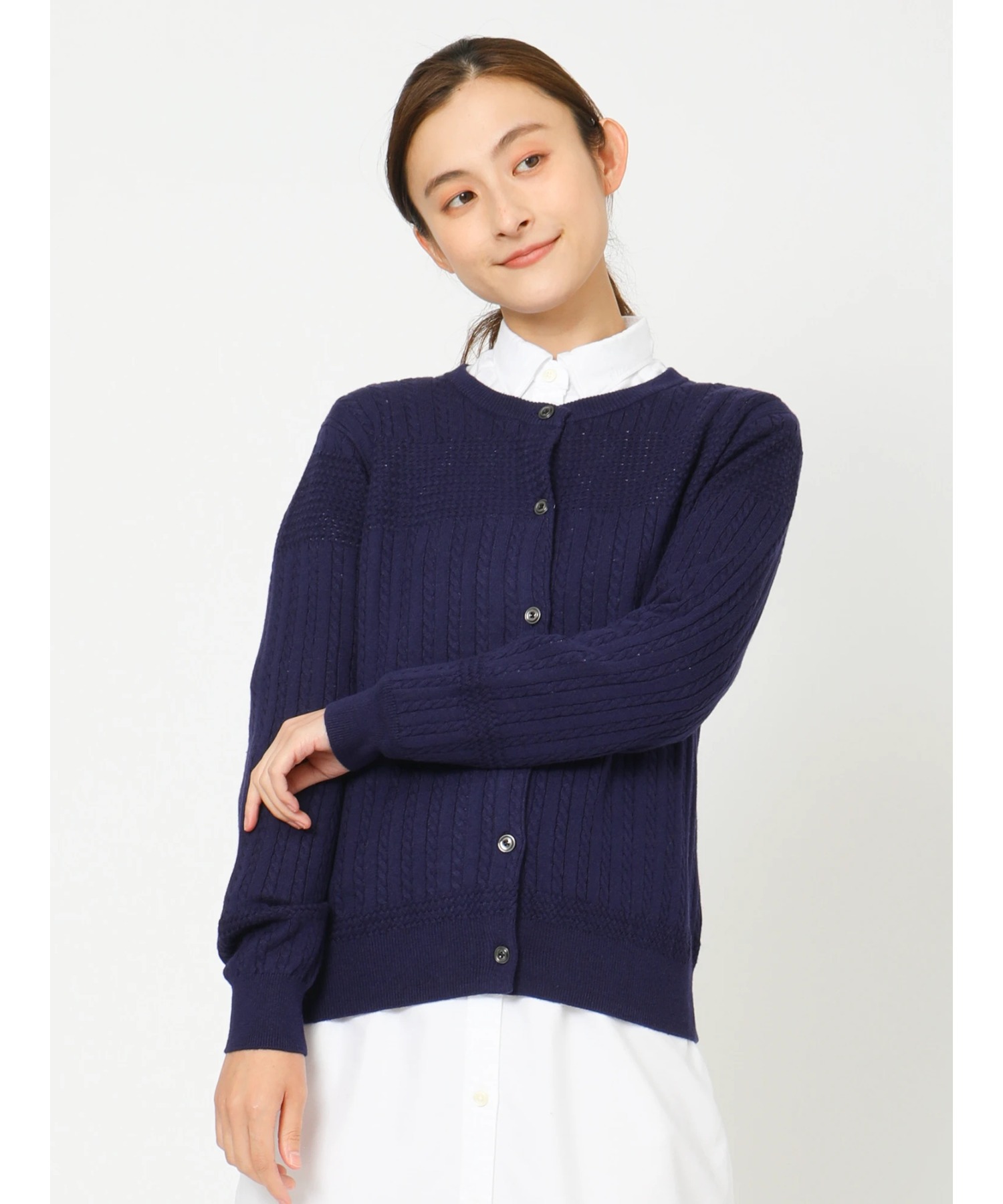 EDIT-B】Cotton Wool Cable Cardigan コットンウール ケーブルカーディガン