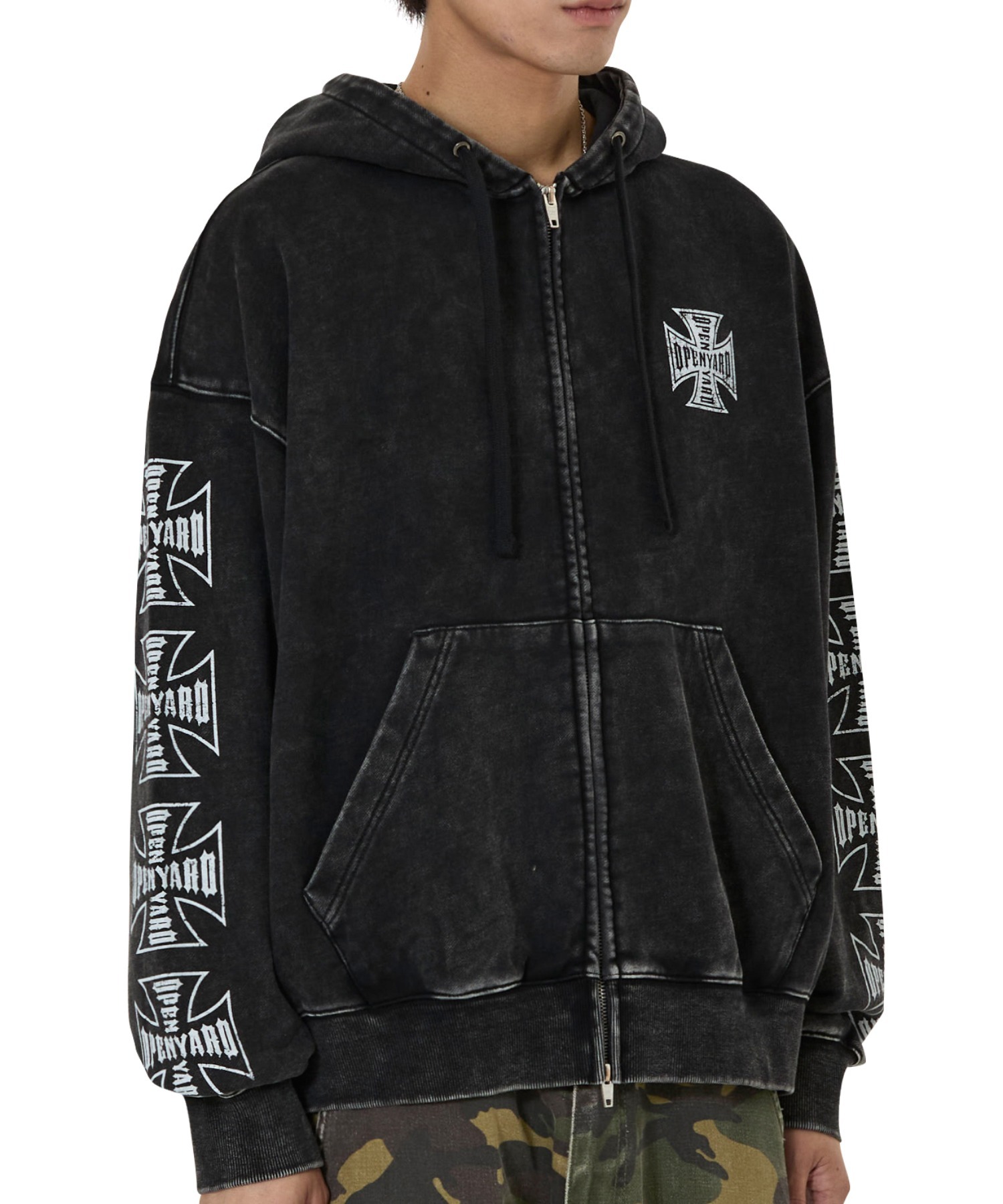 OY/オーワイ』CROSS FADE WASHED HOODIE ZIP UP/クロスフェード