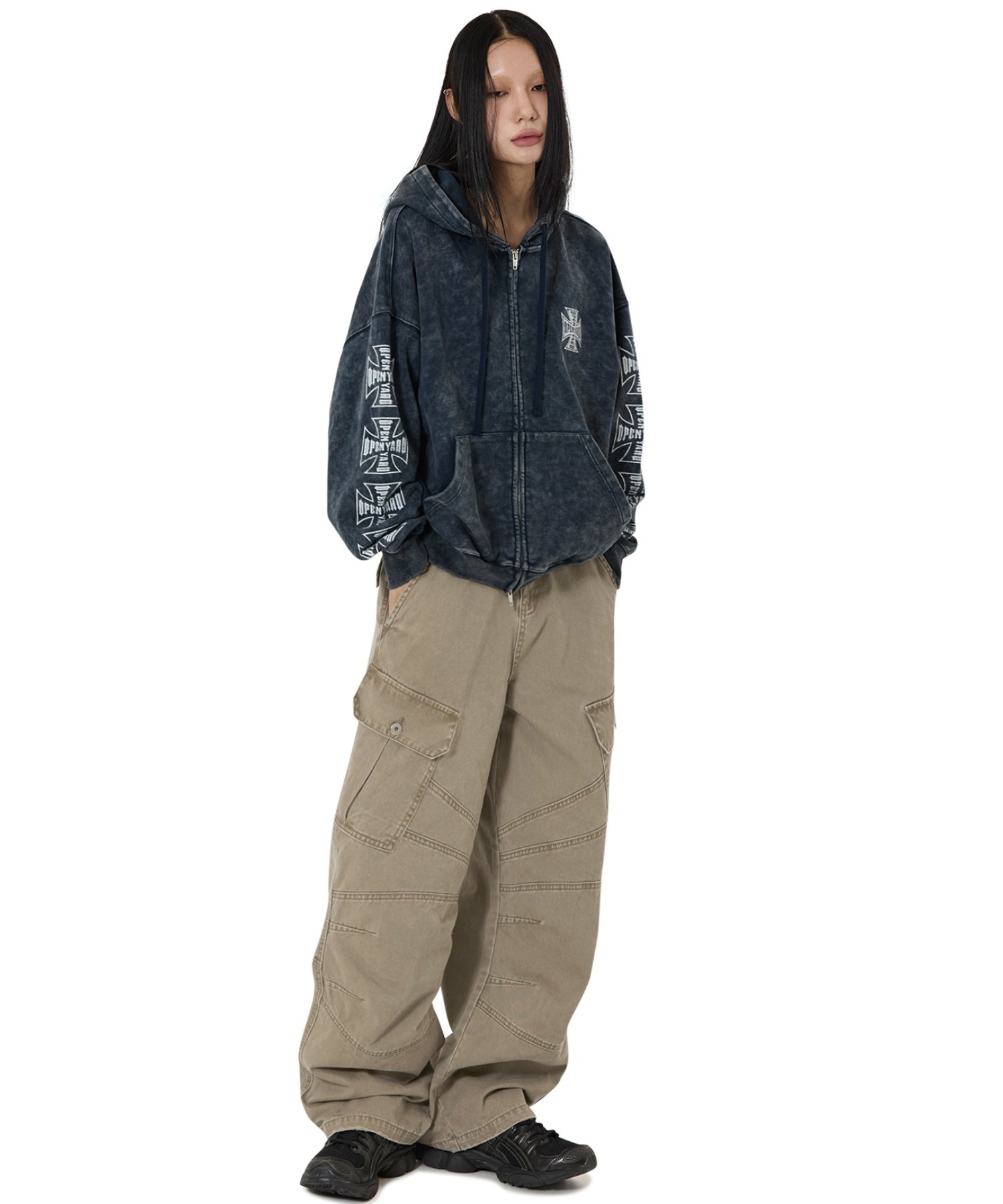 OY/オーワイ』CROSS FADE WASHED HOODIE ZIP UP/クロスフェード