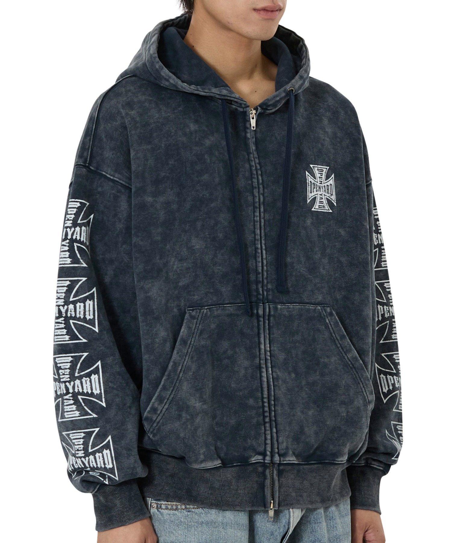 OY/オーワイ』CROSS FADE WASHED HOODIE ZIP UP/クロスフェード