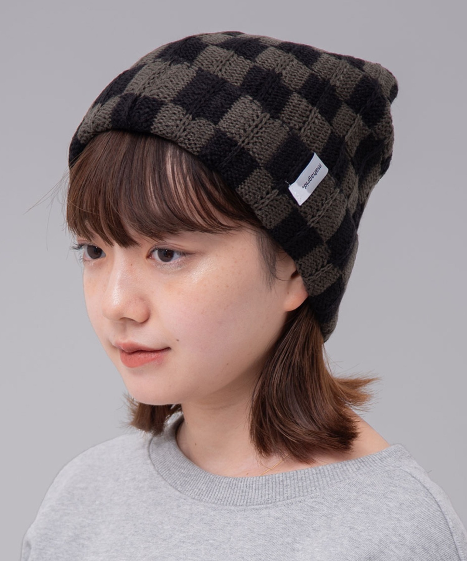 oMA チェック柄ビーニー mahagrid/マハグリッド』 CHECKERBOARD BEANIE/チェッカーボード