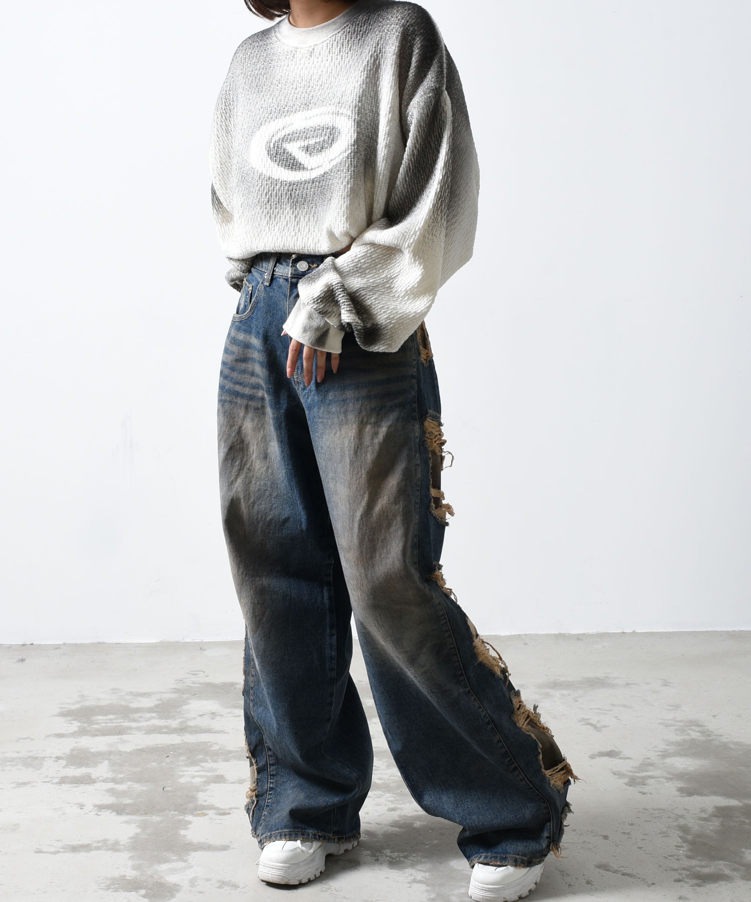 A'GEM/9 × .kom 『ARULE/アルール』サイドダメージデニム ARULE│A'GEM