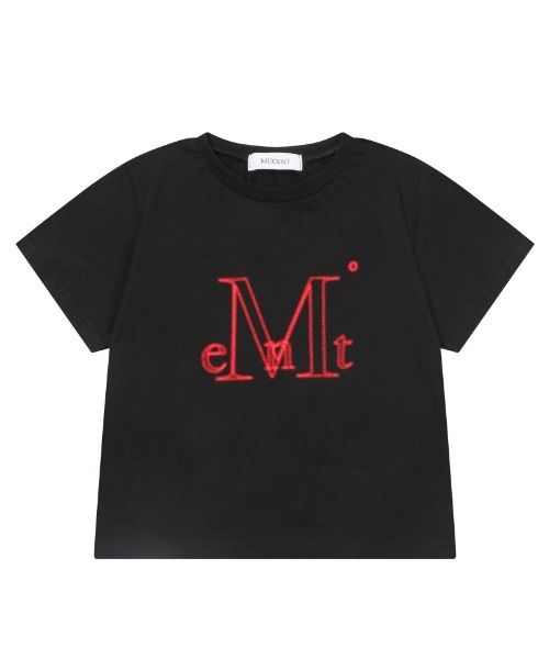 A'GEM/9 × .kom 『MUCENT/ムセント』 BLAZEN RED LOGO CROP HALF TEE