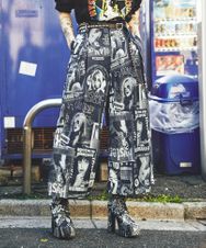 HG POSTERSジャカード デニム1タック九分丈ワイドパンツ