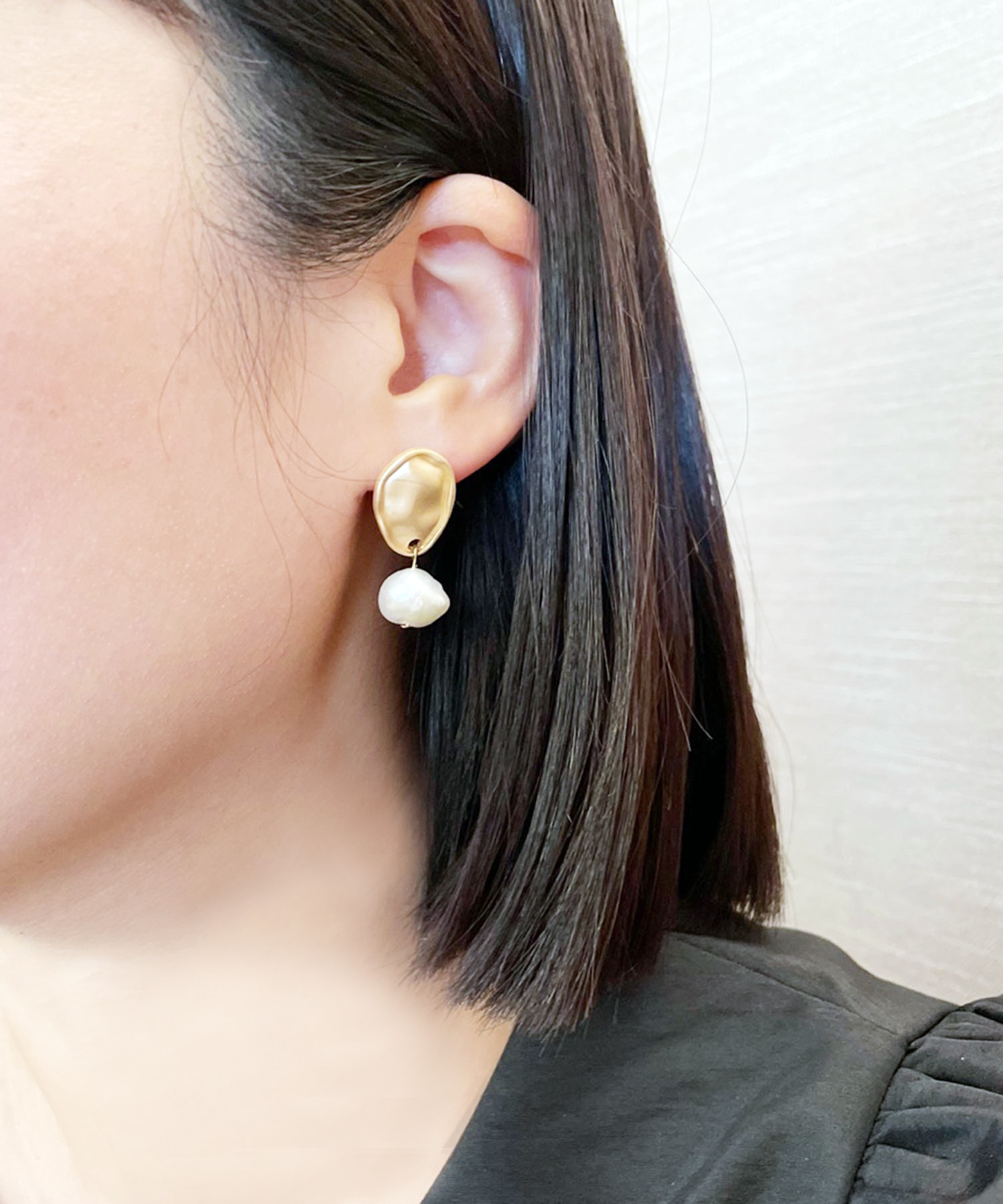 WOOWA金属アレルギー対応 ニッケルフリー メタルとパールピアス