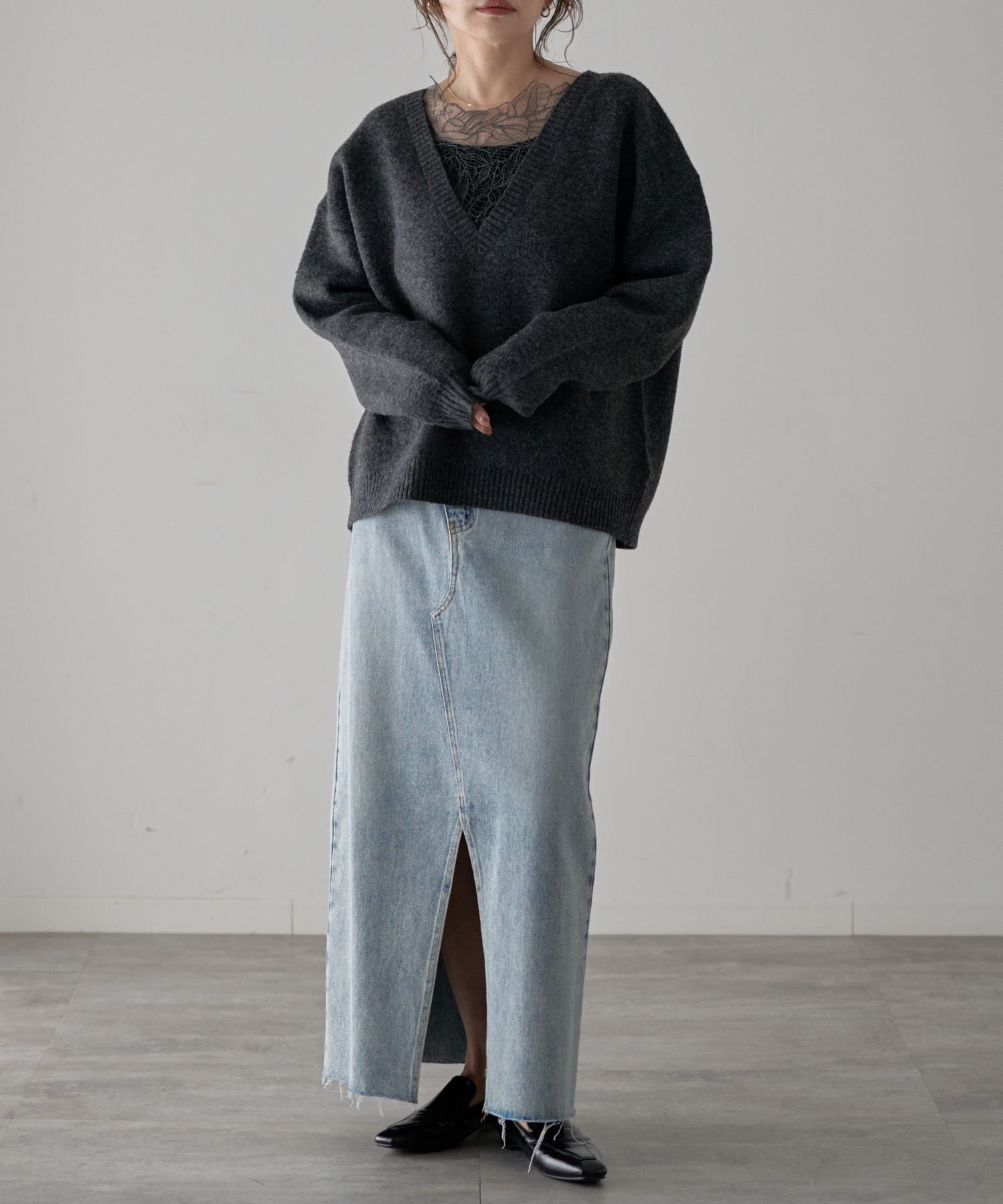 model：163cm. 着用サイズ：FREE