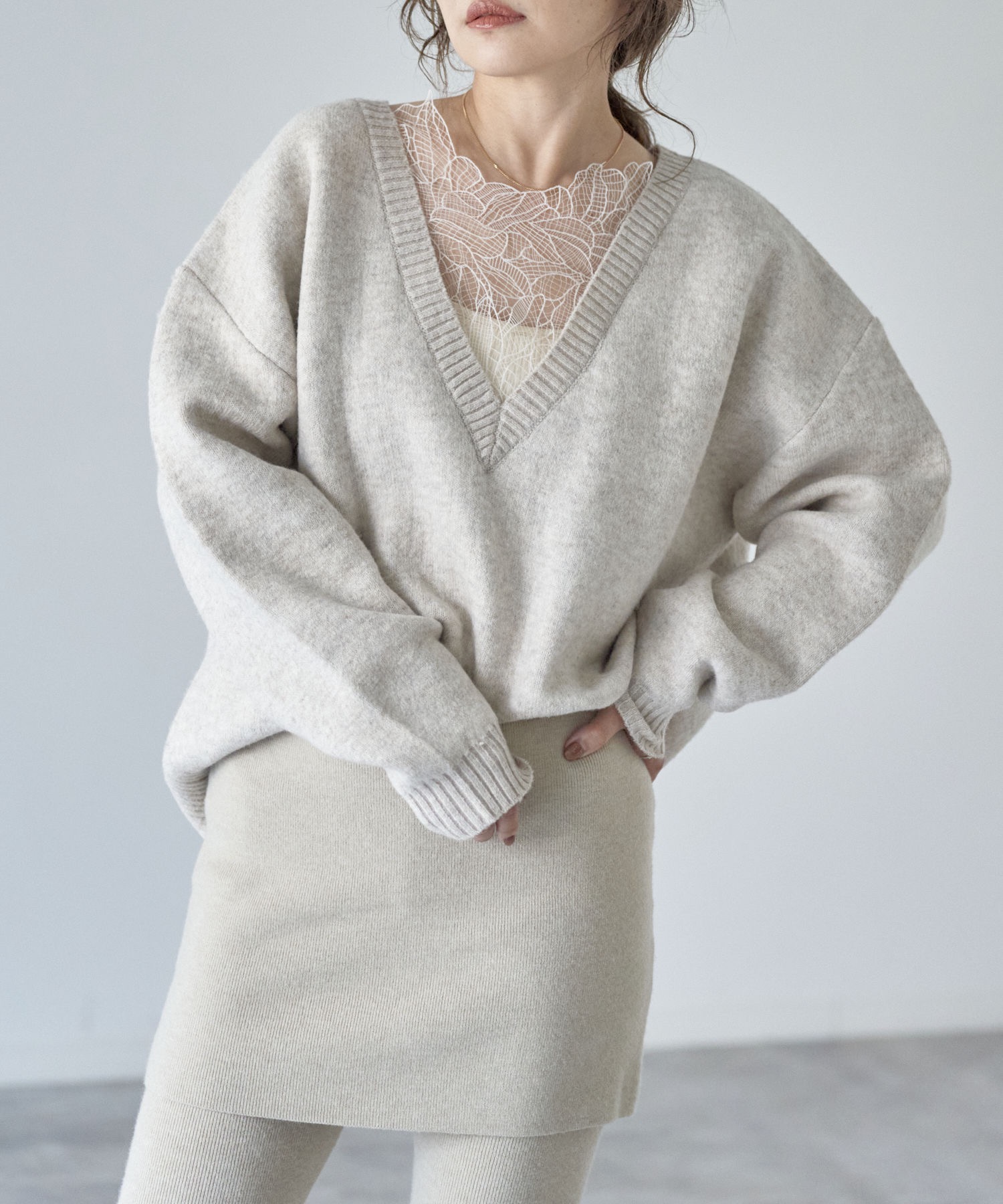 model：163cm. 着用サイズ：FREE