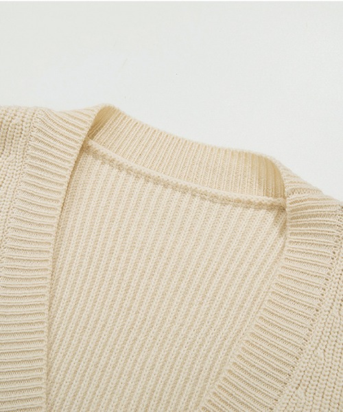 Fano Studios】Loose V-neck ridge knitted cardigan FQ21S100