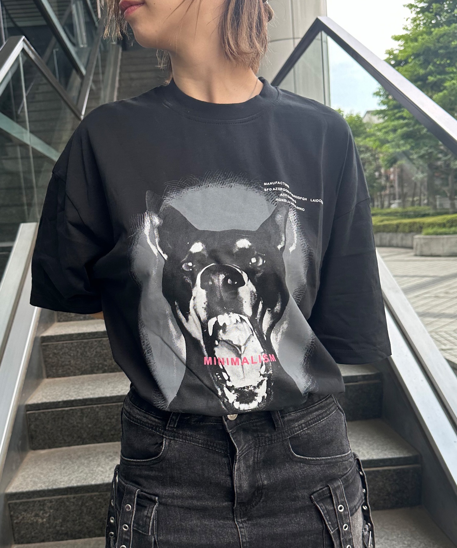 A'GEM/9 × .kom『acestudios/エーススタジオ』ドーベルマン半袖Tシャツ