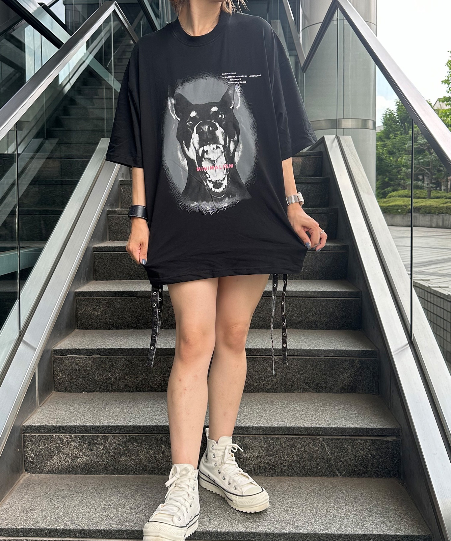 ma 韓国ファッションꕤ着画載せてますꕤ A'GEM/9 × .kom『acestudios/エーススタジオ』ドーベルマン半袖Tシャツ