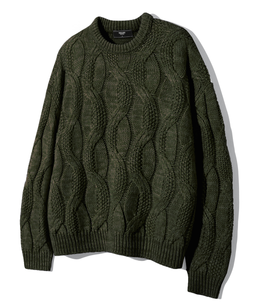 Woshable Big Kerbouble Over Sized Crewneck knit [Karki]