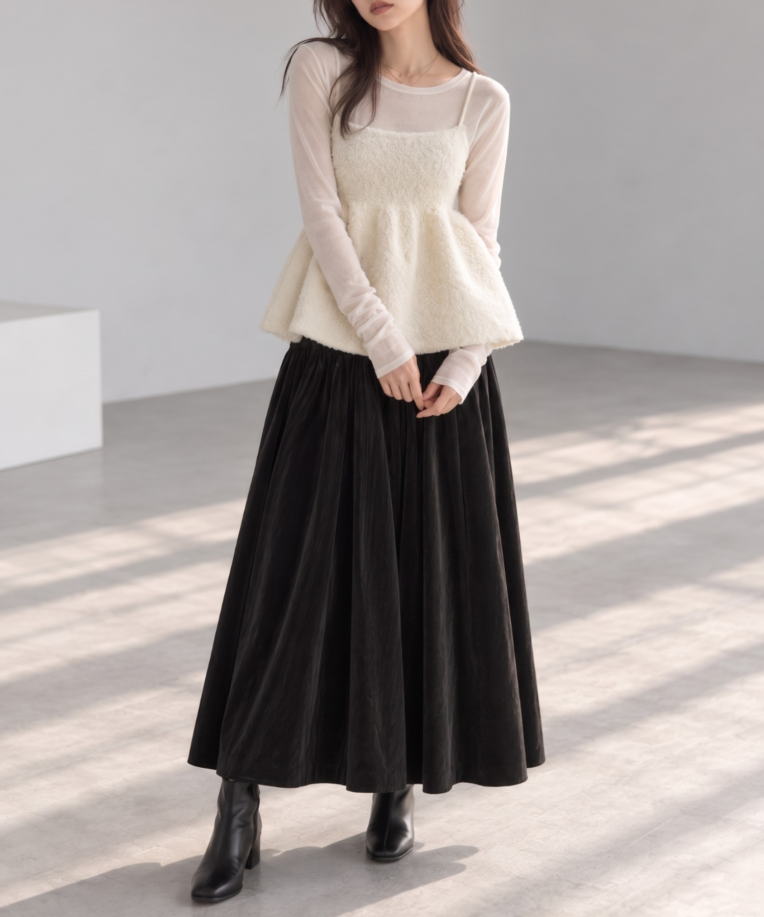 model：160cm
着用サイズ；FREE