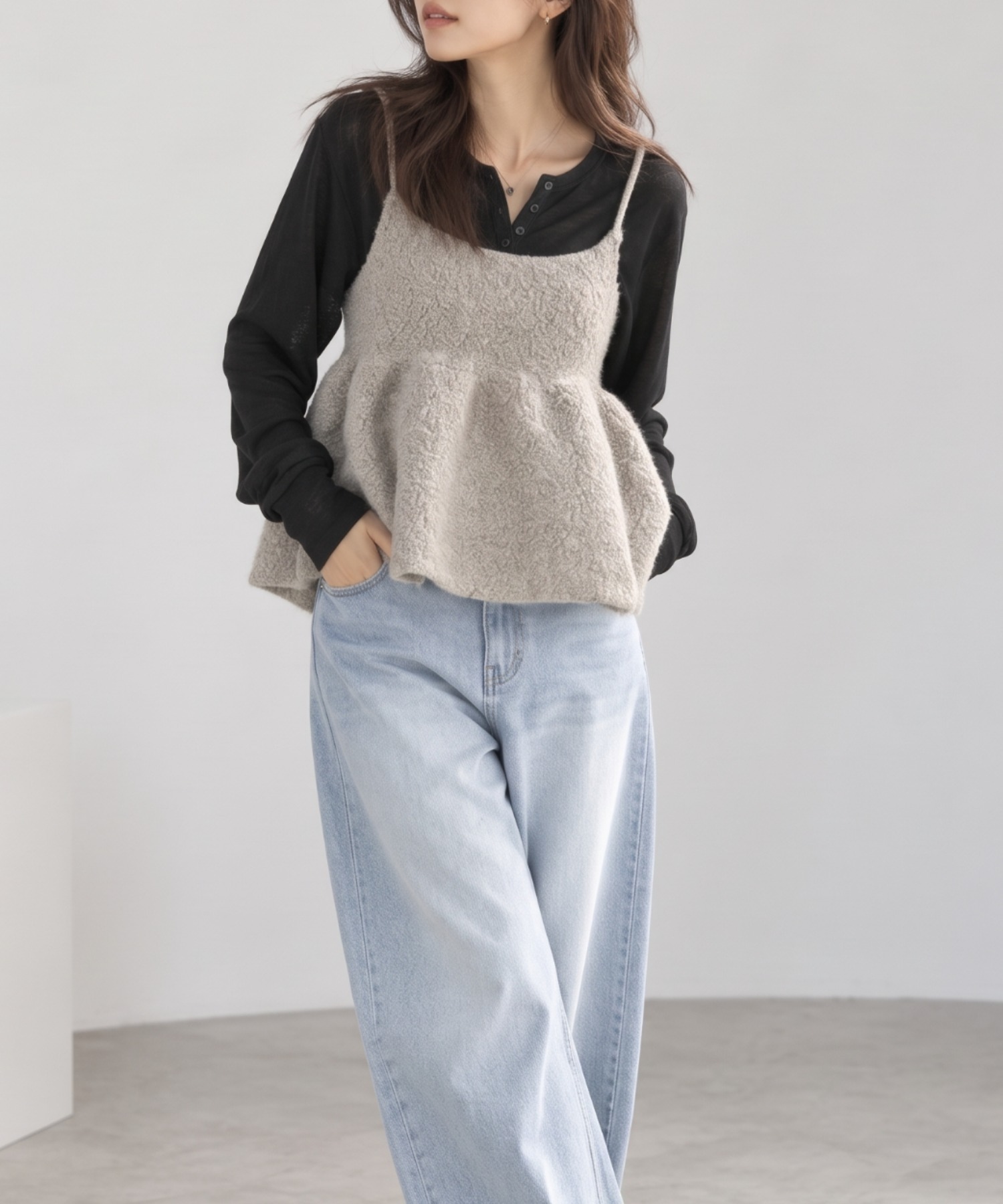 model：160cm
着用サイズ；FREE