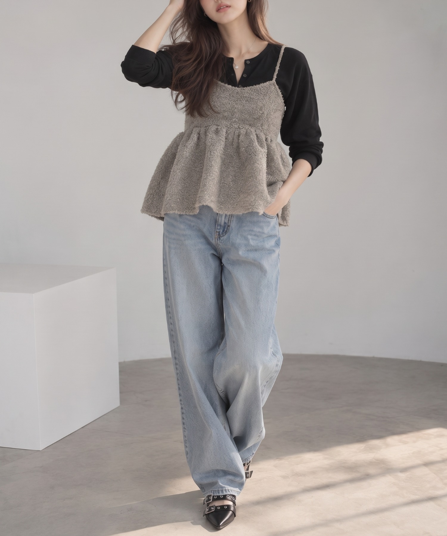model：160cm
着用サイズ；FREE
