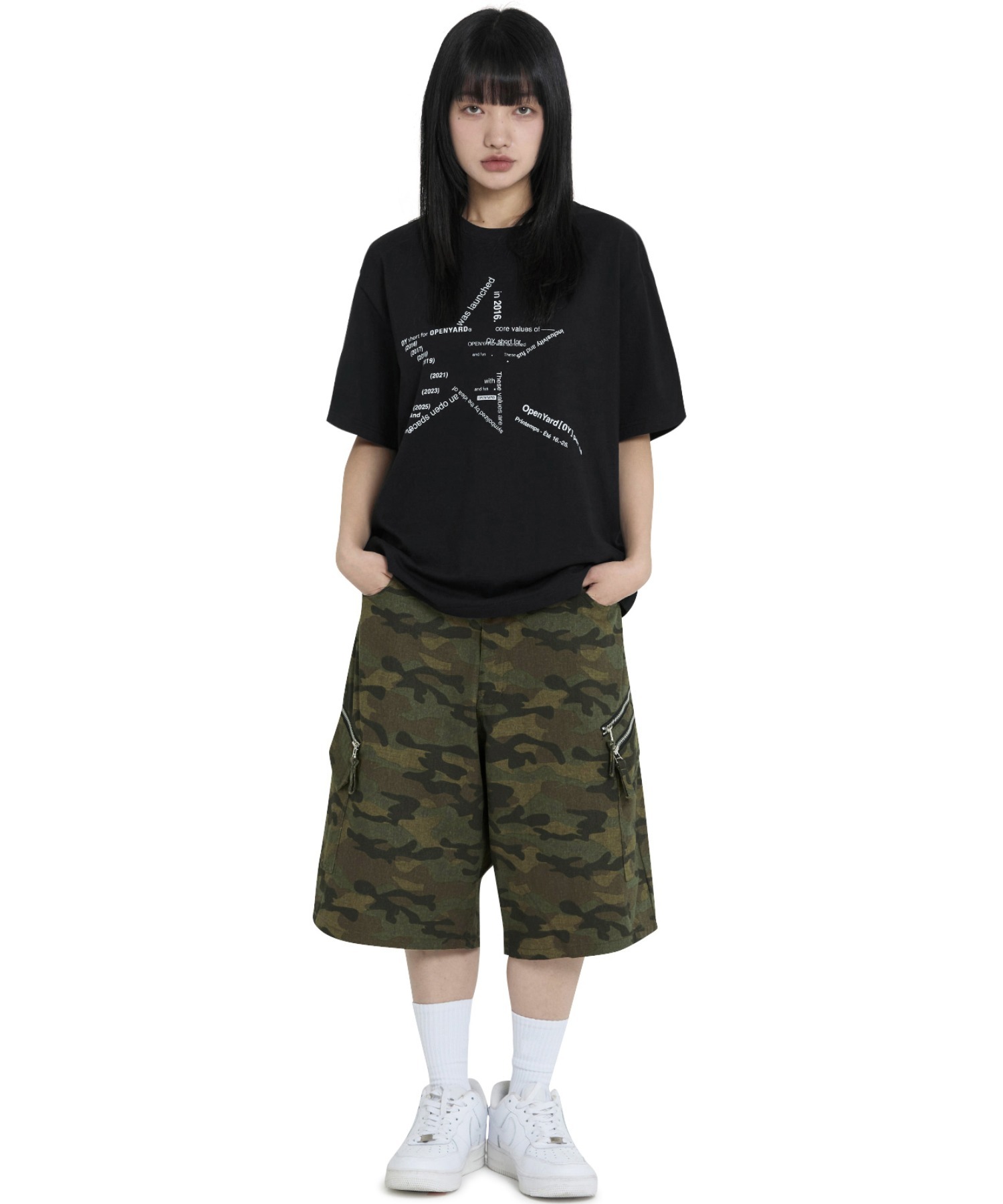 ★OY★MULTI ZIP CARGO SHORTS - CAMO★正規品/韓国直送料込 OY/オーワイ』 CAMO ZIP CARGO SHORTS/カモジップカーゴショーツ