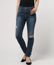 SC加工Sデニム 裾ZIP九分丈スリムパンツ
