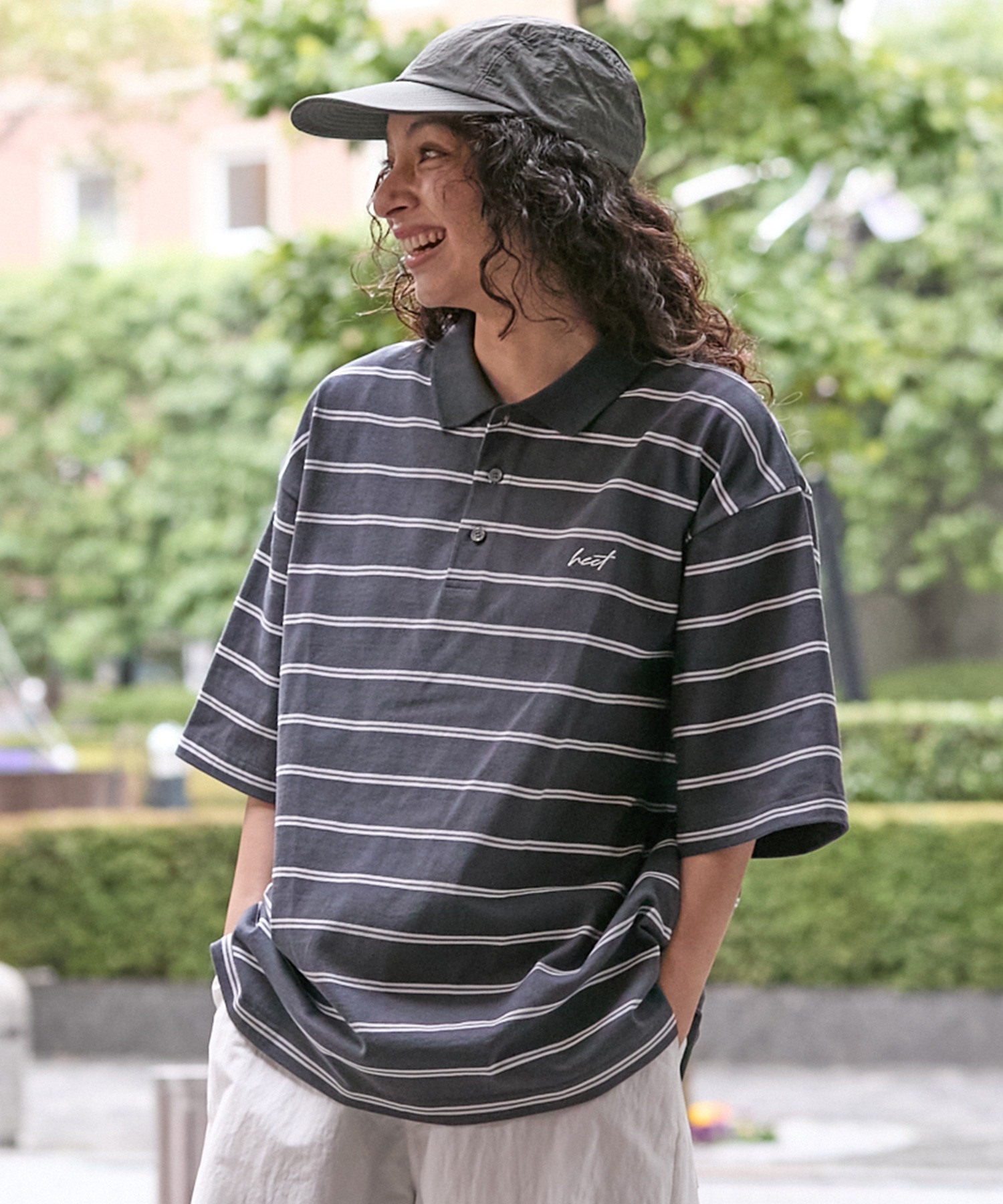 HECT】Big Border Logo S/S Polo Shirt / ロゴ刺繍 配色ボーダー