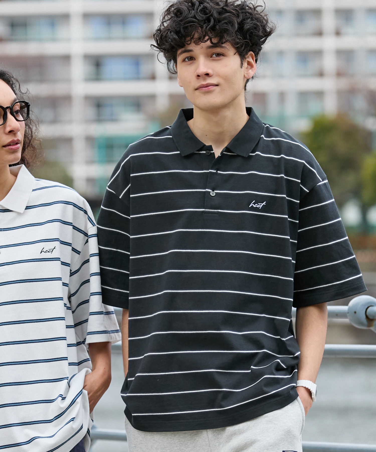 HECT】Big Border Logo S/S Polo Shirt / ロゴ刺繍 配色ボーダー