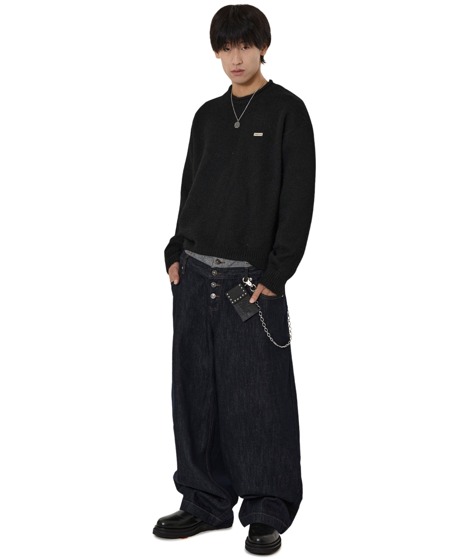 OY/オーワイ』LAYERED WAIST WIDE VOLUME PANTS/インディゴレイヤード