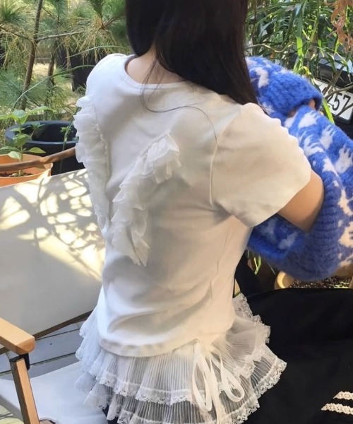 tシャツ A'GEM/9 × .kom 「.KOM/ドットケーオーエム」 背中レース 羽半袖Tシャツ レディース A'GEM/9 / エージェムナイン』ハイネック半袖Tシャツ A'GEM/9│A