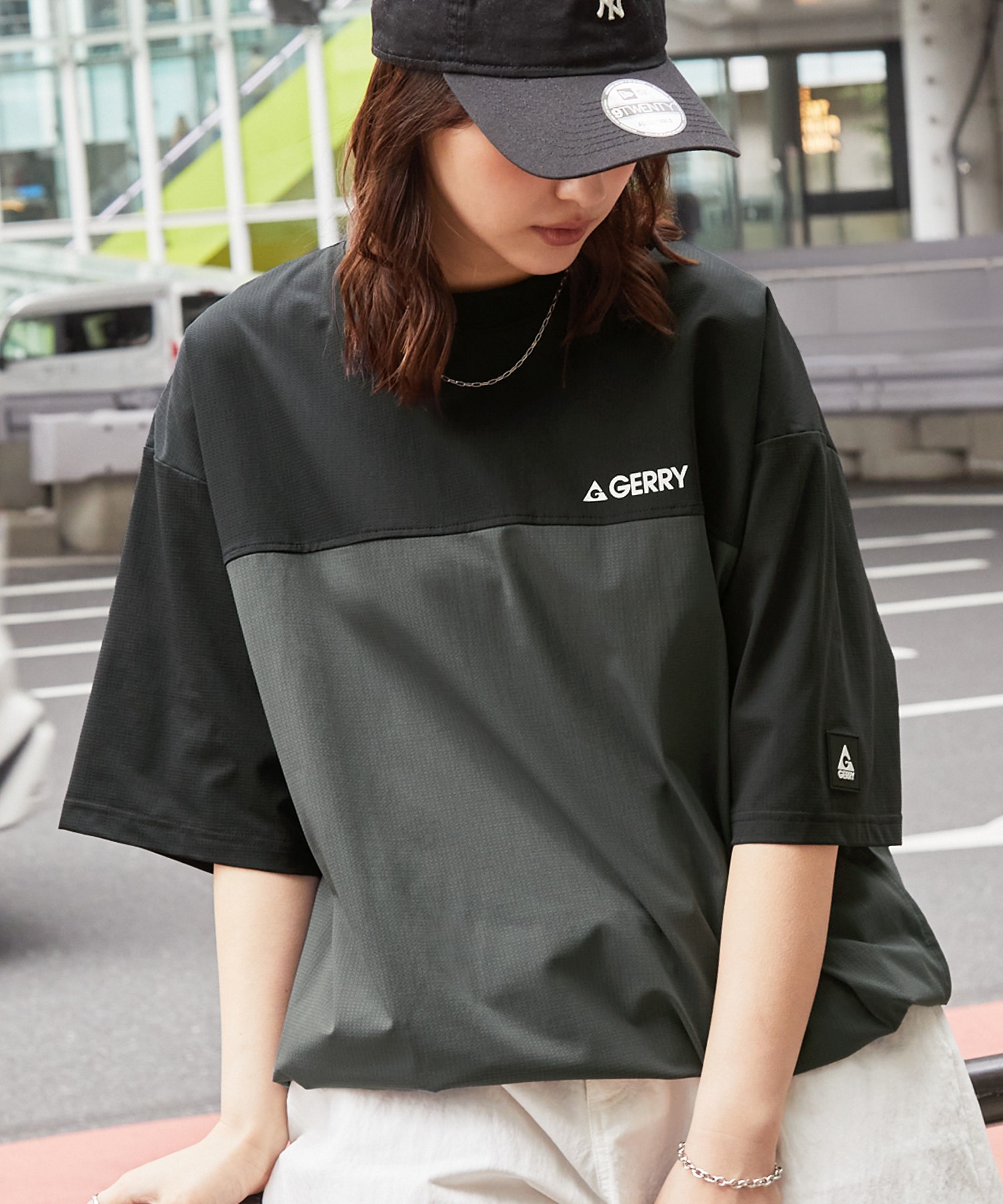 GERRY/ジェリー 別注 ドロスト ワッペンロゴ刺繍 ビッグシルエット半袖