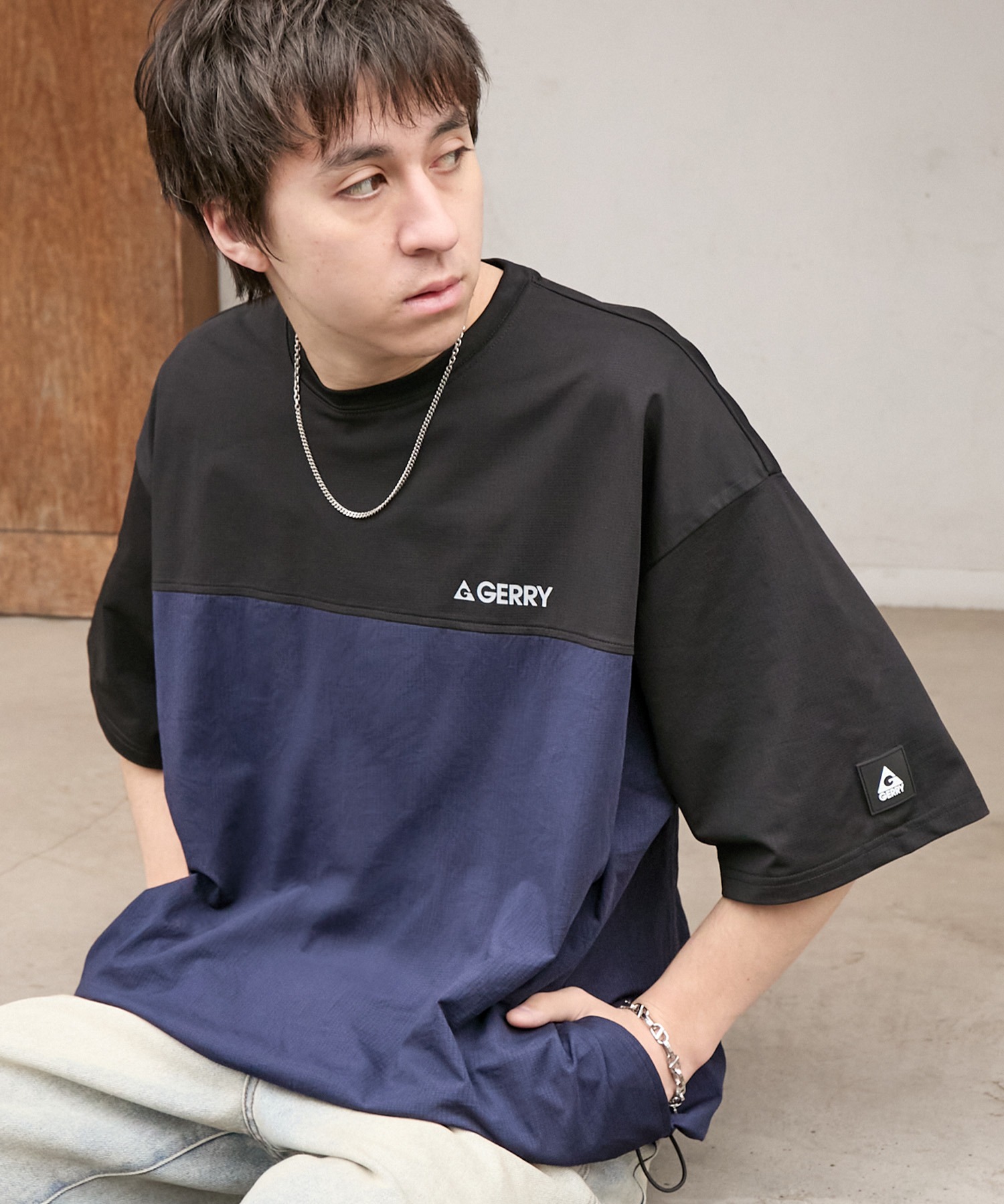 GERRY/ジェリー 別注 ドロスト ワッペンロゴ刺繍 ビッグシルエット半袖