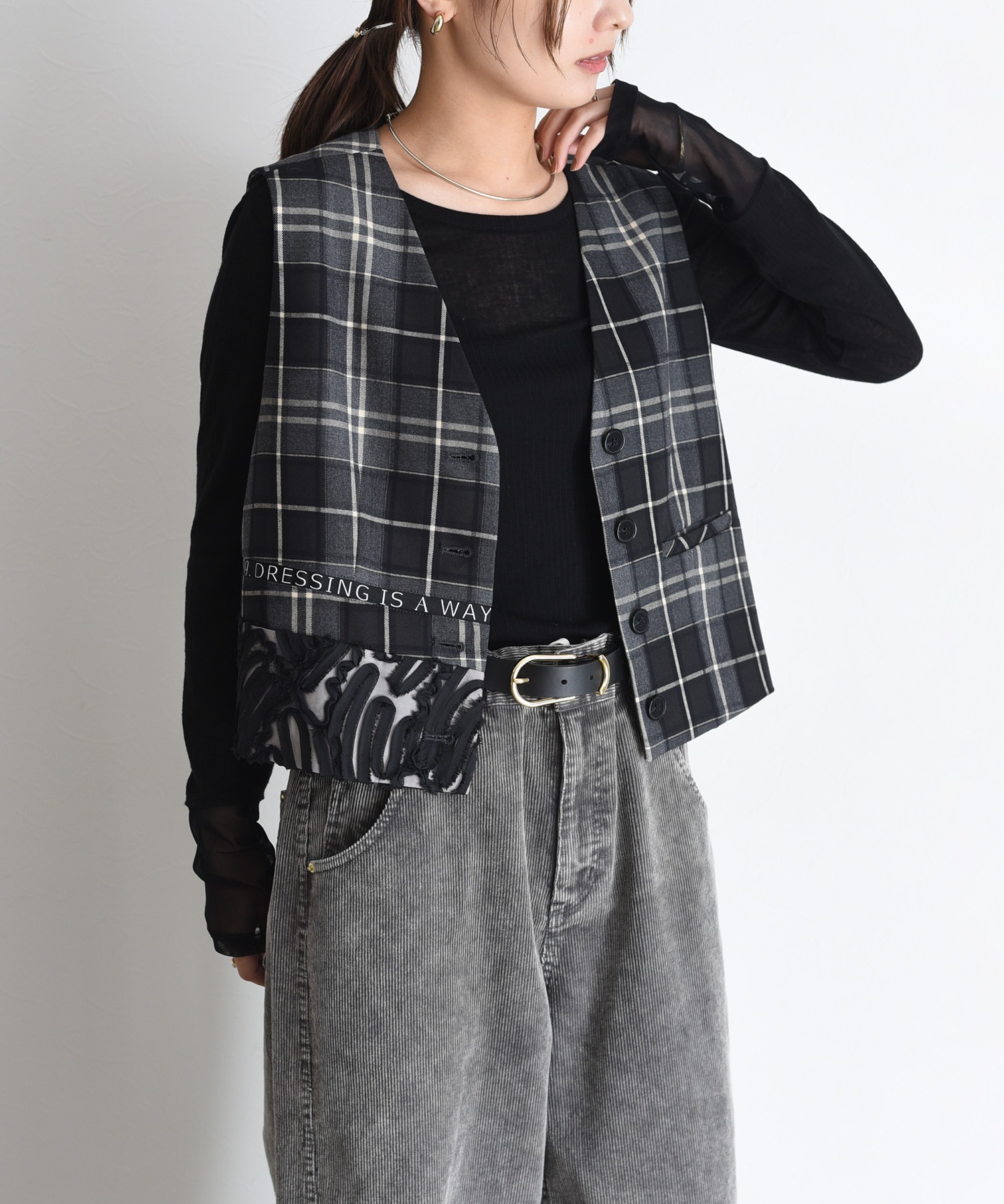 エイミーロウ　新作 ロゴテープチェックベスト Eimee Law│Eimee Law & LHELBIE 公式