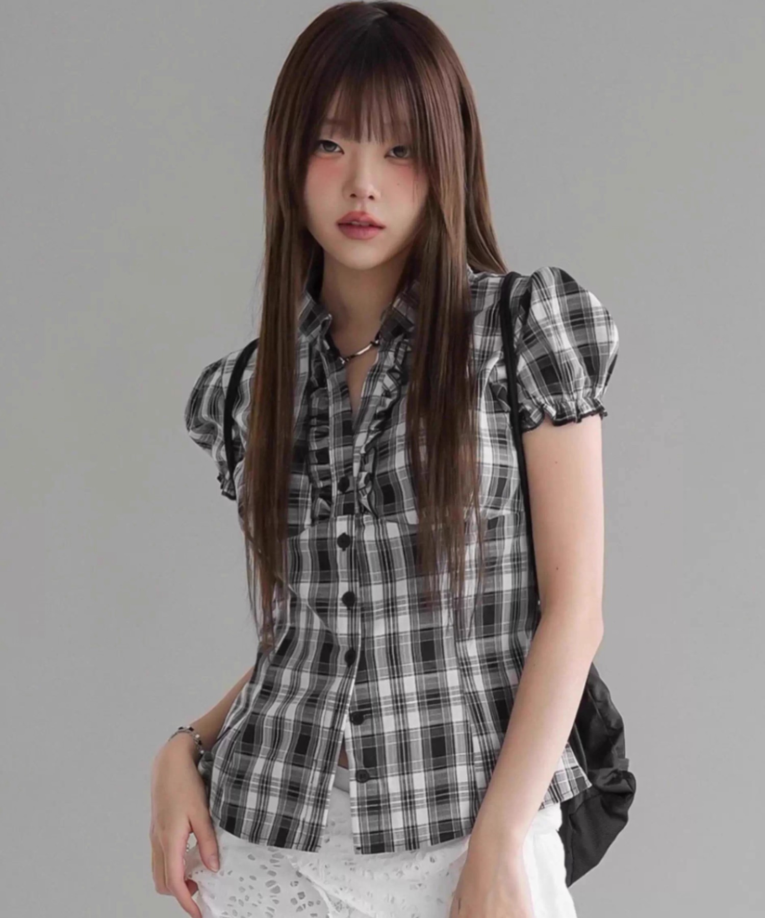 ブラウス シャツ A'GEM/9 × .kom 「.KOM/ドットケーオーエム」 チェックブラウス/ レディース A'GEM/9 × .kom 『.KOM/ドットケーオーエム』 チェック柄