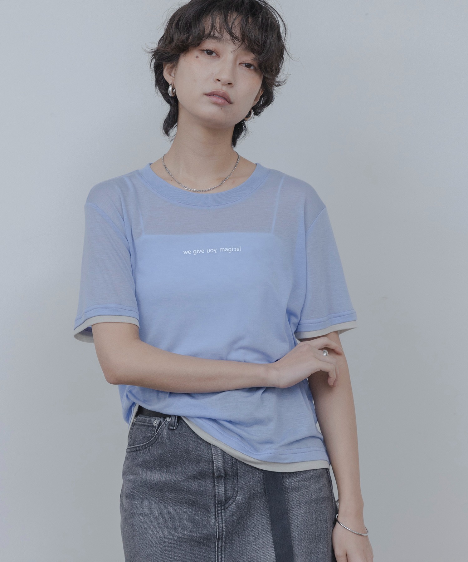 ロゴプリントコンパクトシアーTシャツ Eimee Law│Eimee Law & LHELBIE