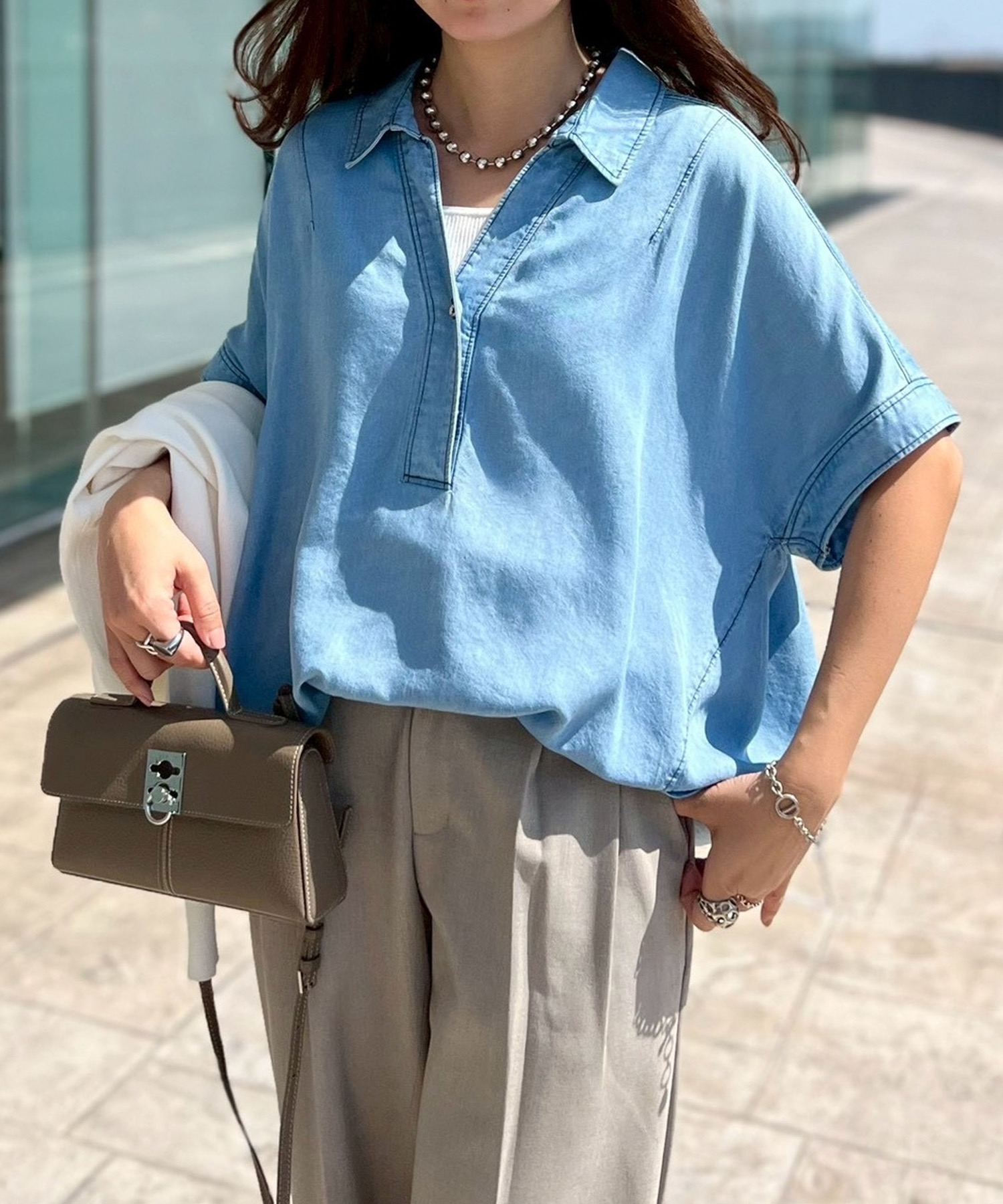 デニムバックコクーンスキッパーシャツ Emma Taylor│STYLEDOOR