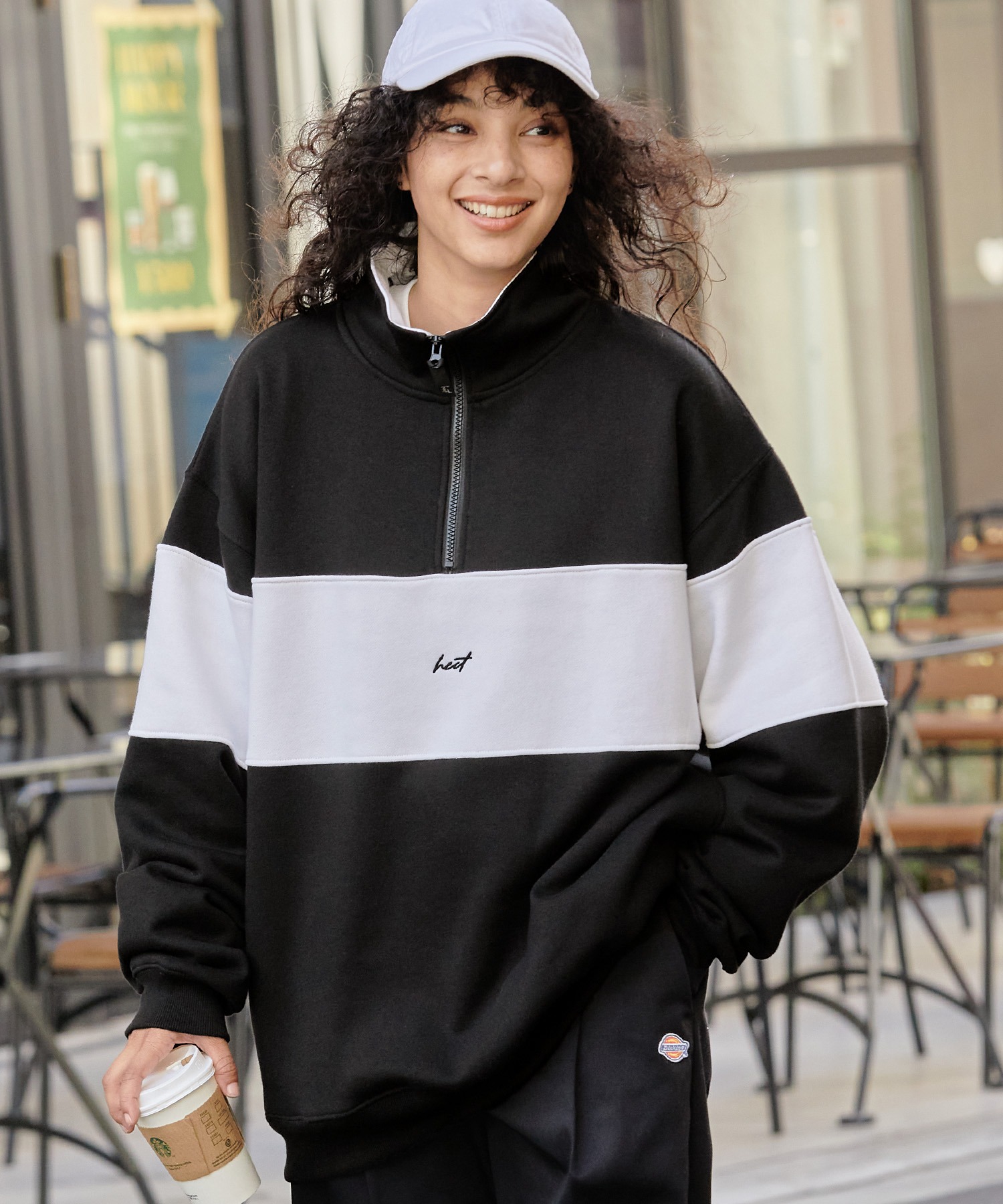 【HECT】Big Panel Switching Half Zip Sweatshirt / ビッグシルエットパネル切替ハーフジップスウェット